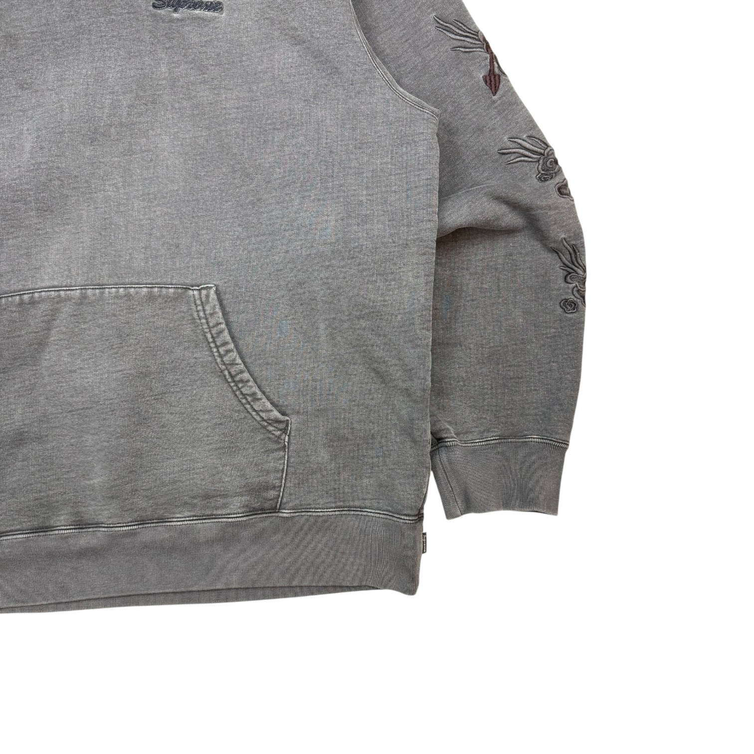 Supreme Dragon Overdyed Hoodie Grey