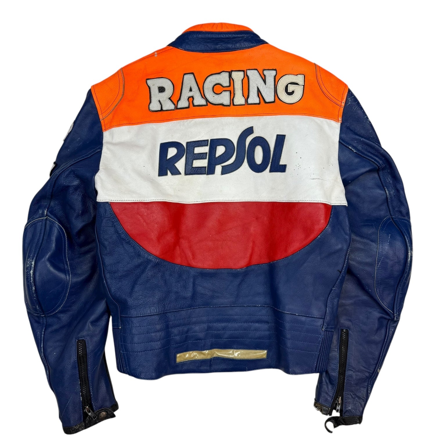 Vintage Repsol Michelin Racing Leather Jacket Orange/Blue