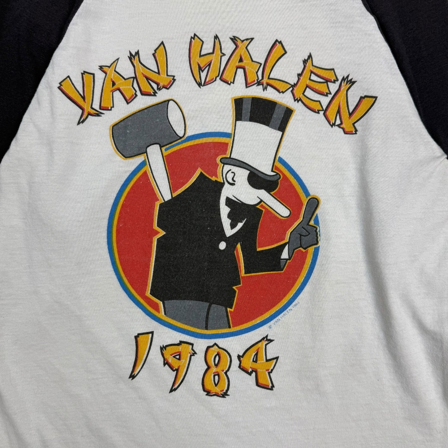 1984 Van Halen Tour Of The World Raglan Tee White/Black