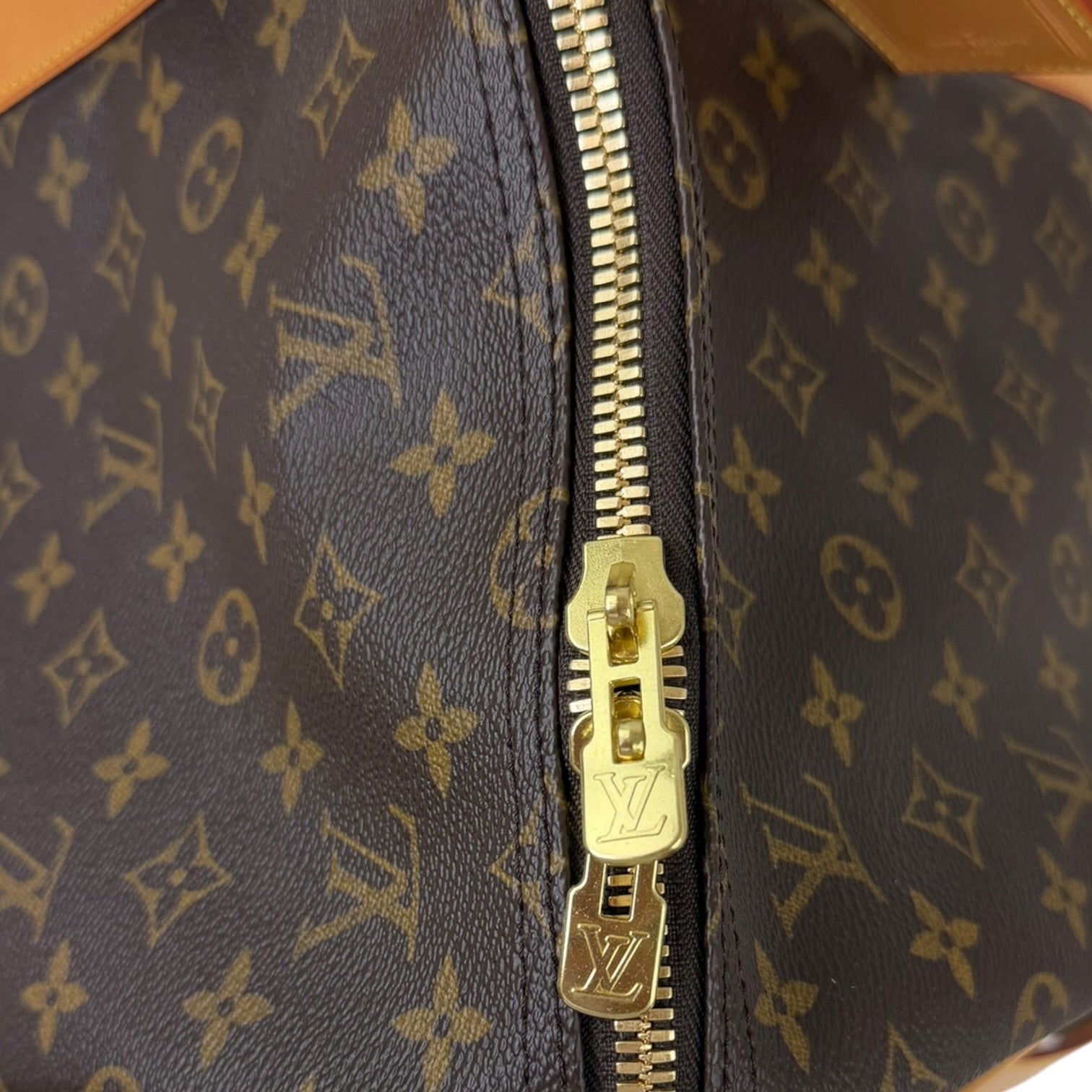 Louis Vuitton Monogram Keepall Bandoulière Duffel Bag Brown