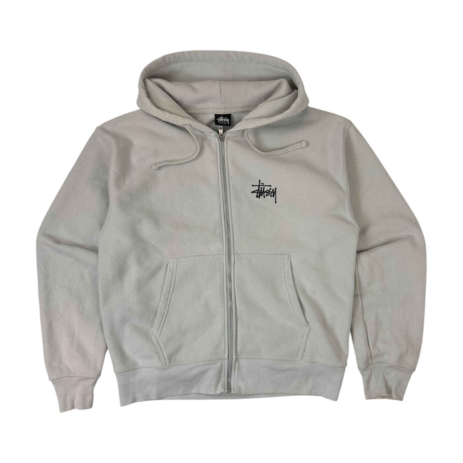 Stussy Basic Logo Zip-Up Hoodie Grey
