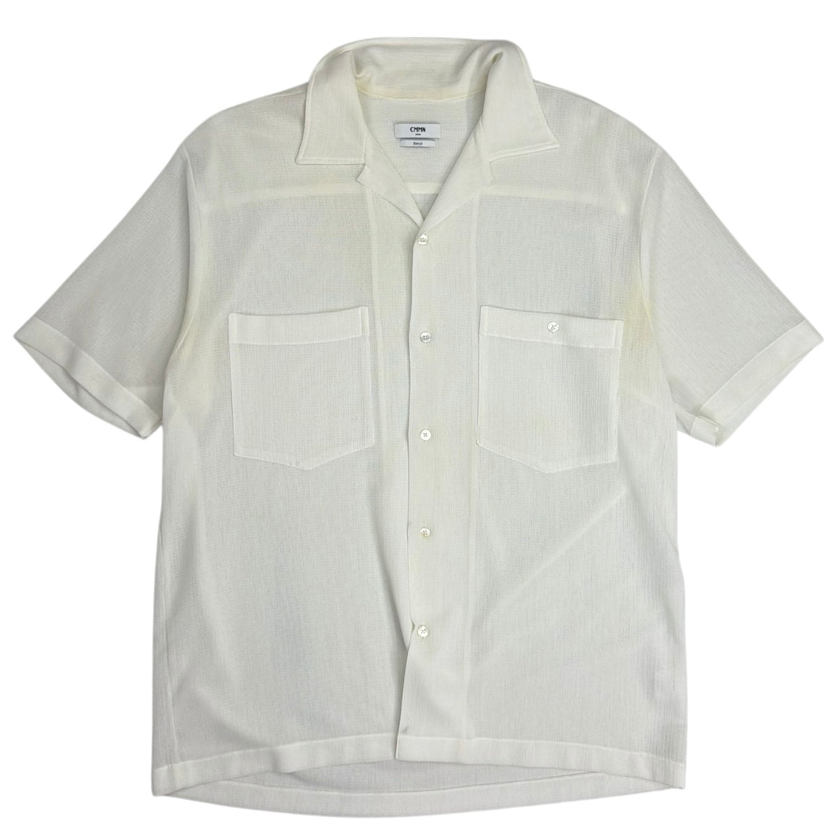 CMMN SWDN Dexter Japanese Soft Mesh Camp Collar Shirt White
