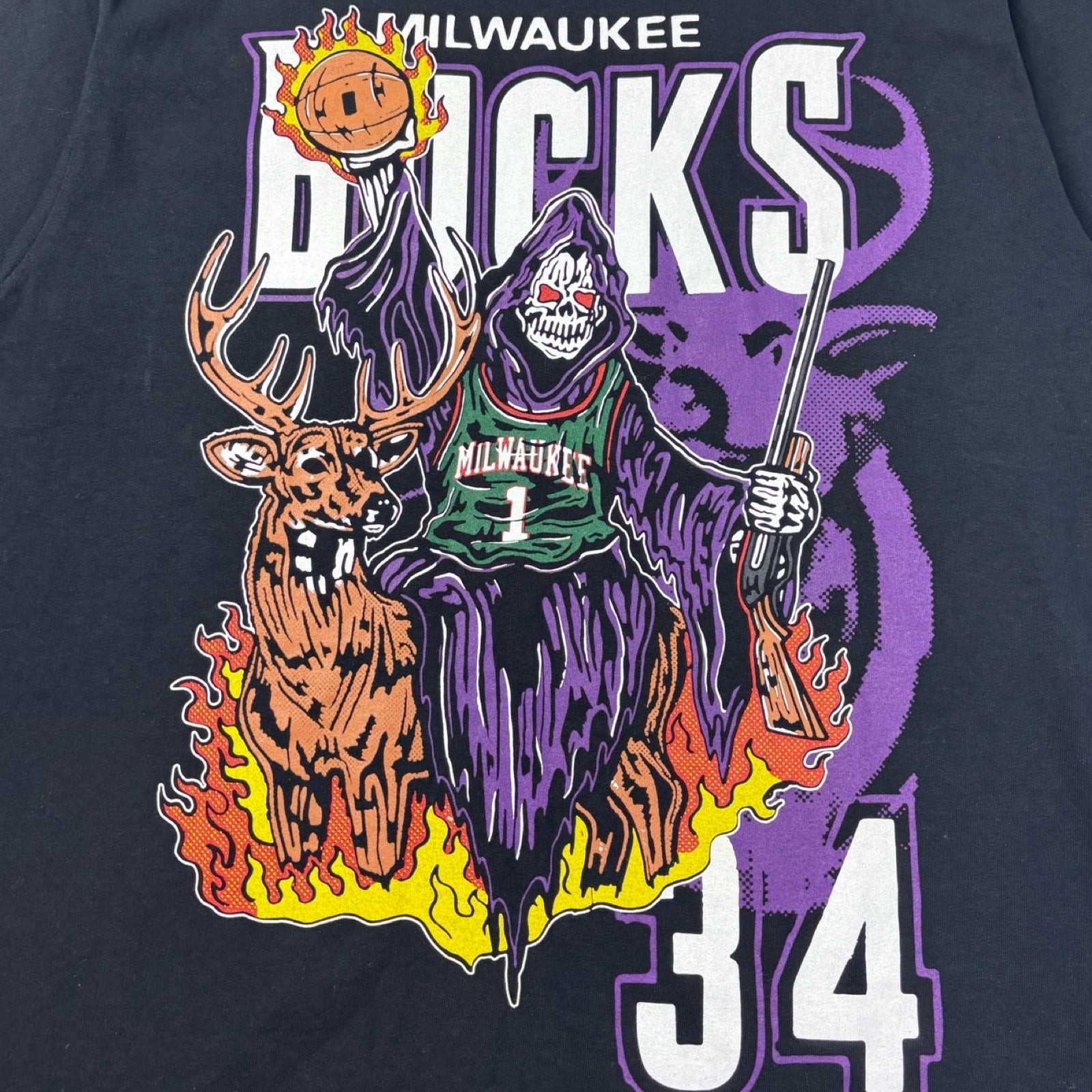 Warren Lotas X Milwaukee Bucks Reaper Tee Black