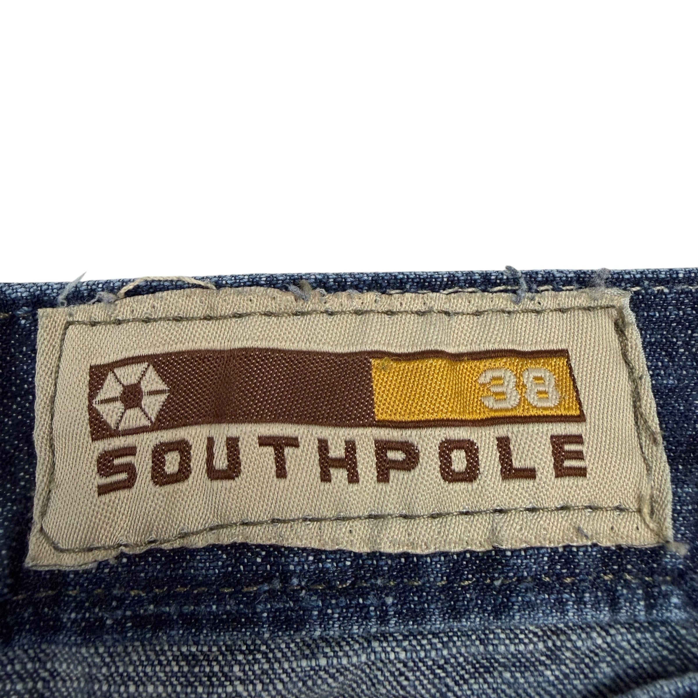 Vintage Southpole Zig Zag Stitch Denim Shorts Blue