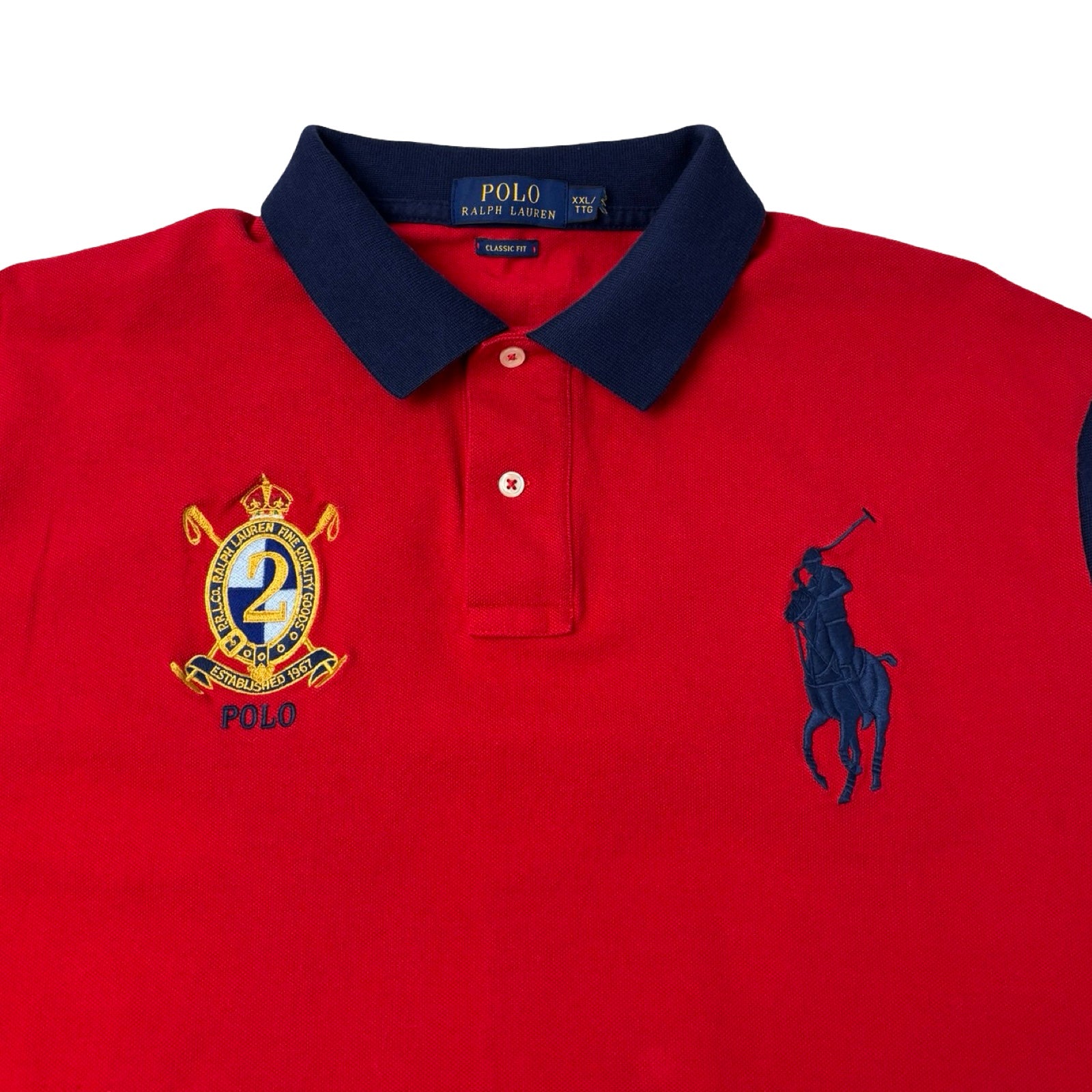 Vintage Polo Ralph Lauren Big Pony Polo Shirt Red Navy