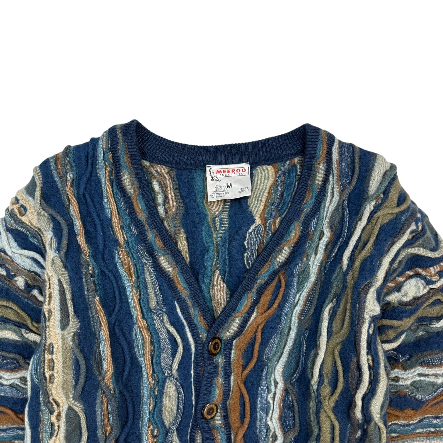 Vintage Meeroo Knit Cardigan Sweater Blue