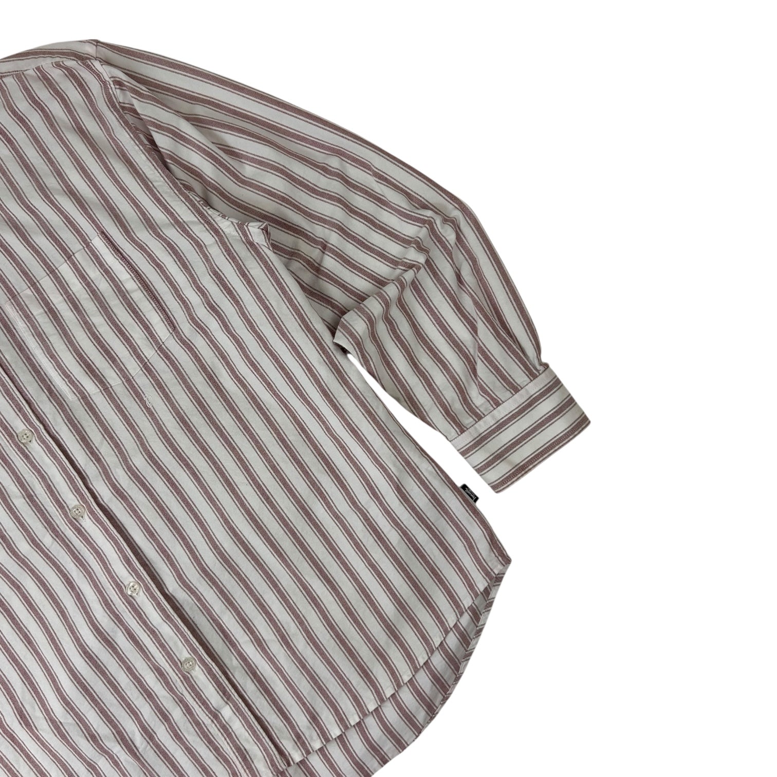Stussy Striped Long Sleeve Striped Button Up Shirt White/Pink