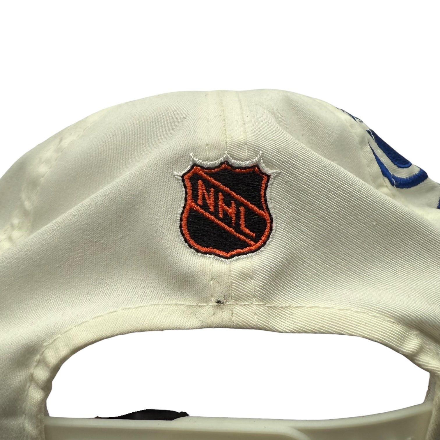 Vintage Sports Specialties Edmonton Oilers Laser Stitch Snapback Hat White/Blue