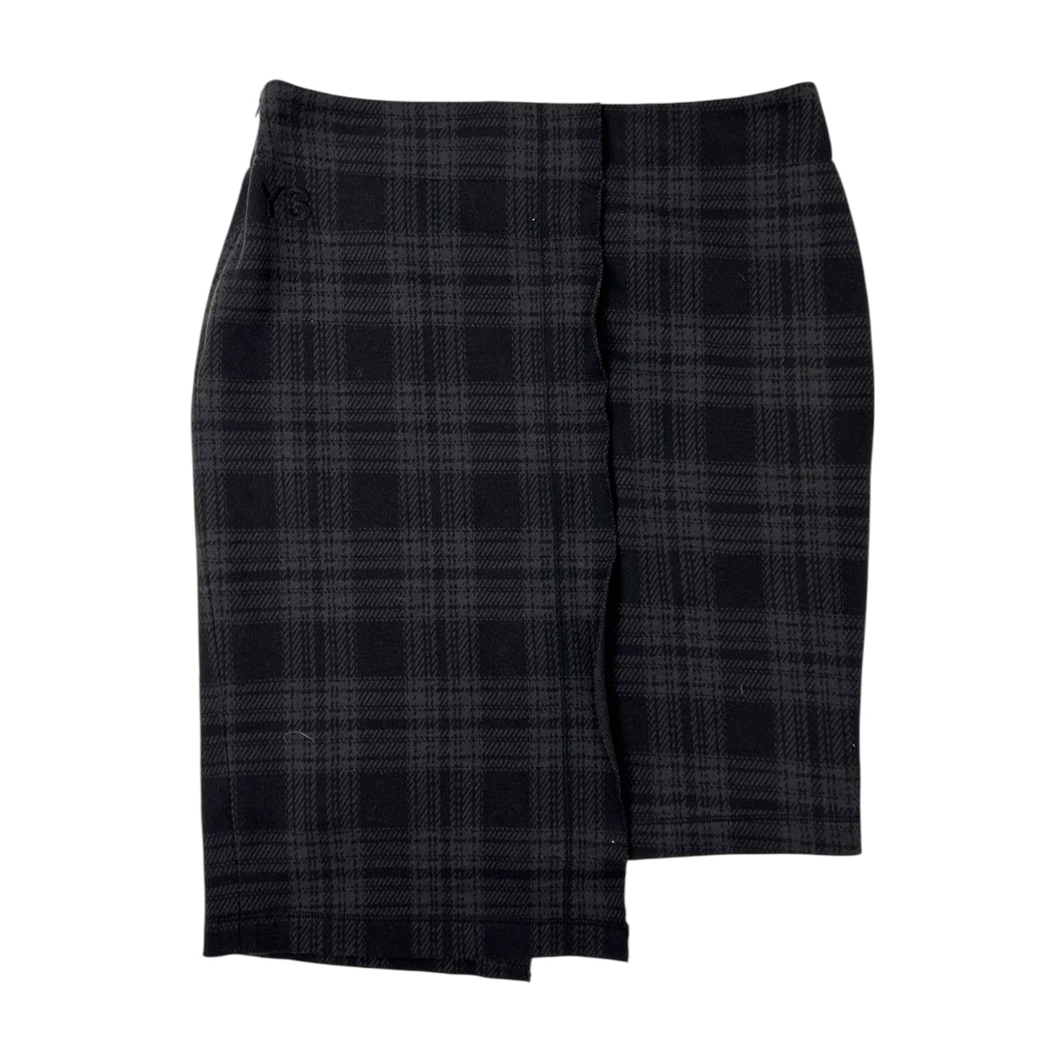Y-3 Plaid Wool Skirt Black/Grey