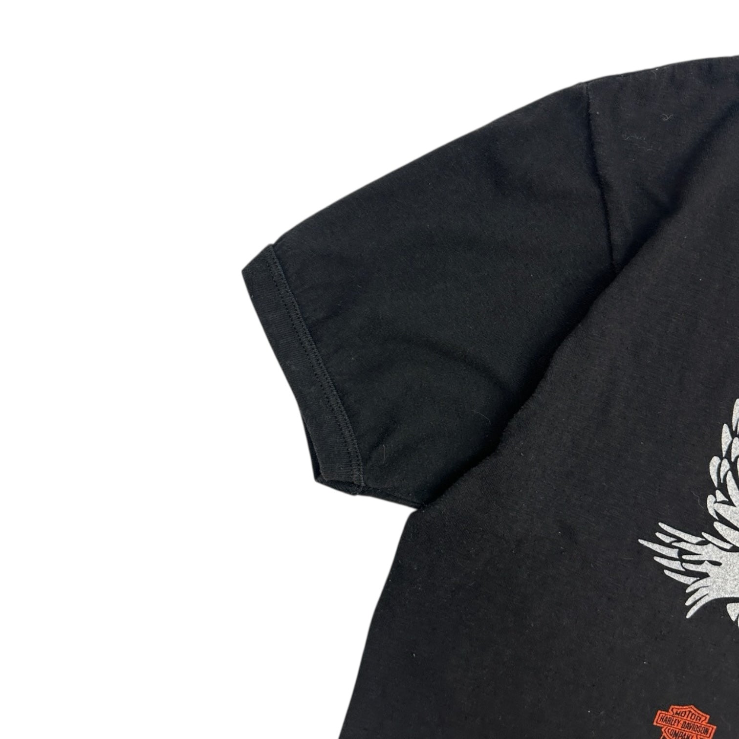 Vintage 1980's Harley Davidson The Eagle Soars Alone Ringer T-Shirt Black