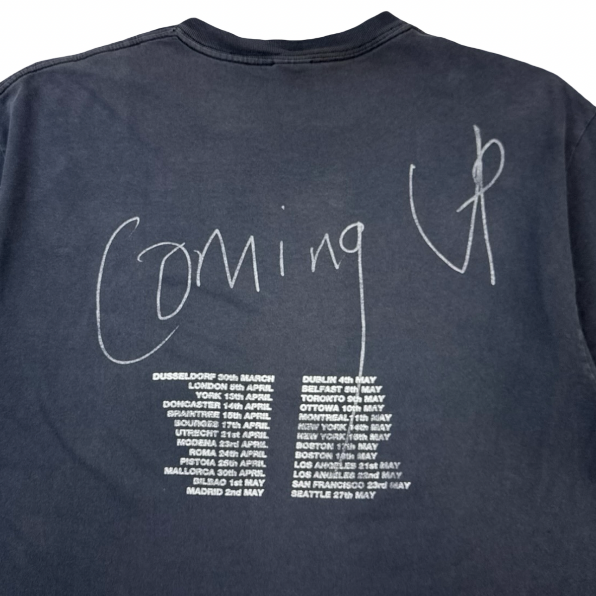 1996 Suede Coming Up Distressed Band T-Shirt Faded Black