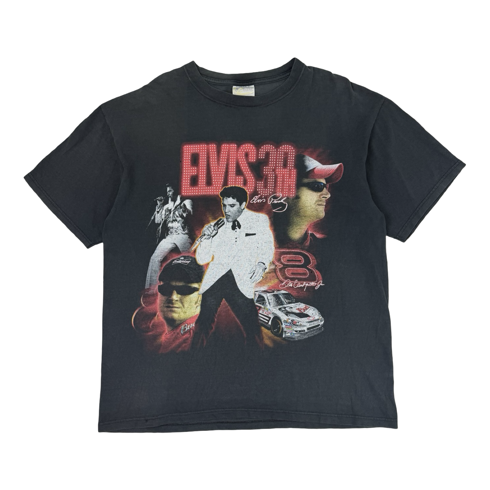 Vintage Chase Authentics Elvis Presley X Dale Earnhardt Jr T-Shirt Black