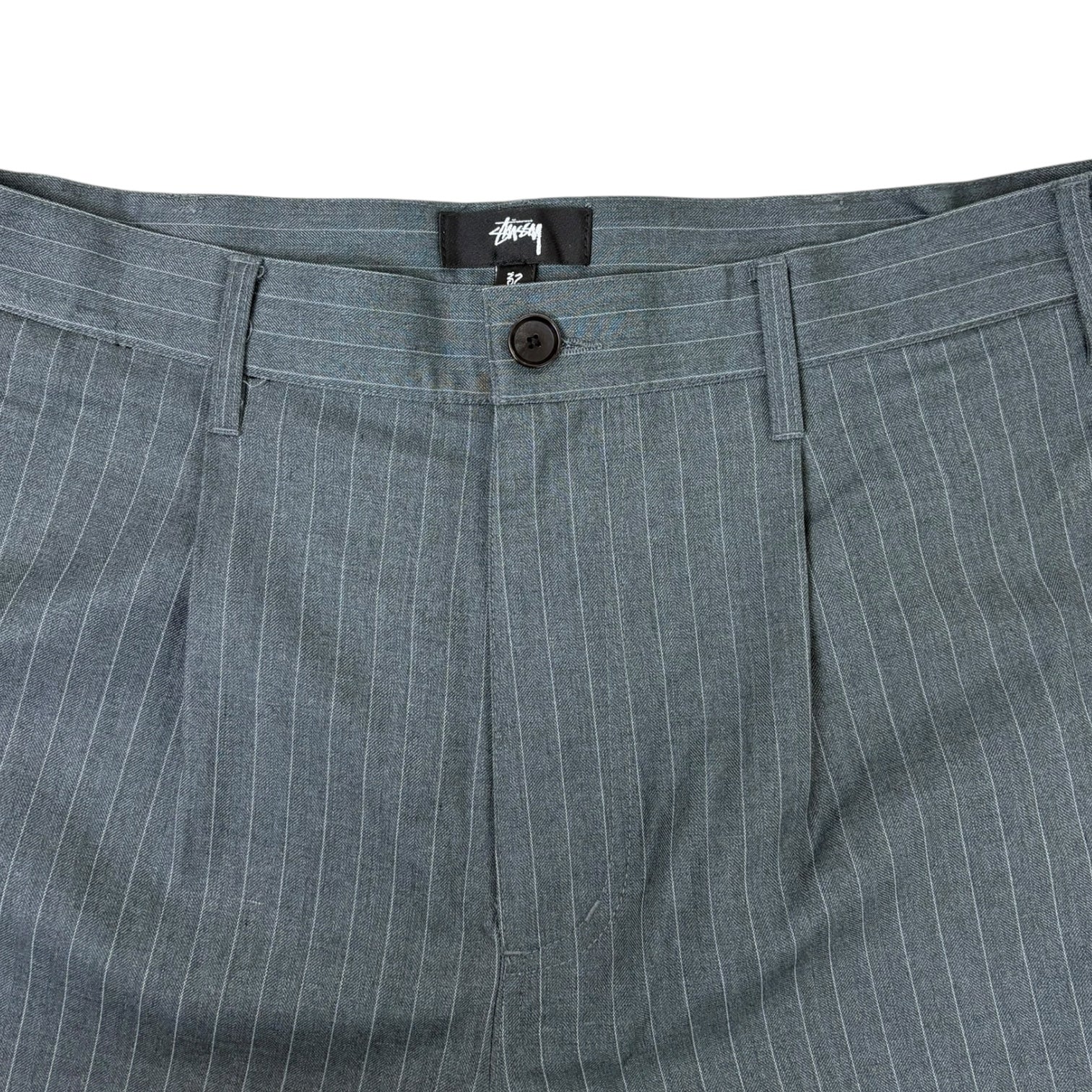 Stussy Striped Volume Pleated Trousers Grey