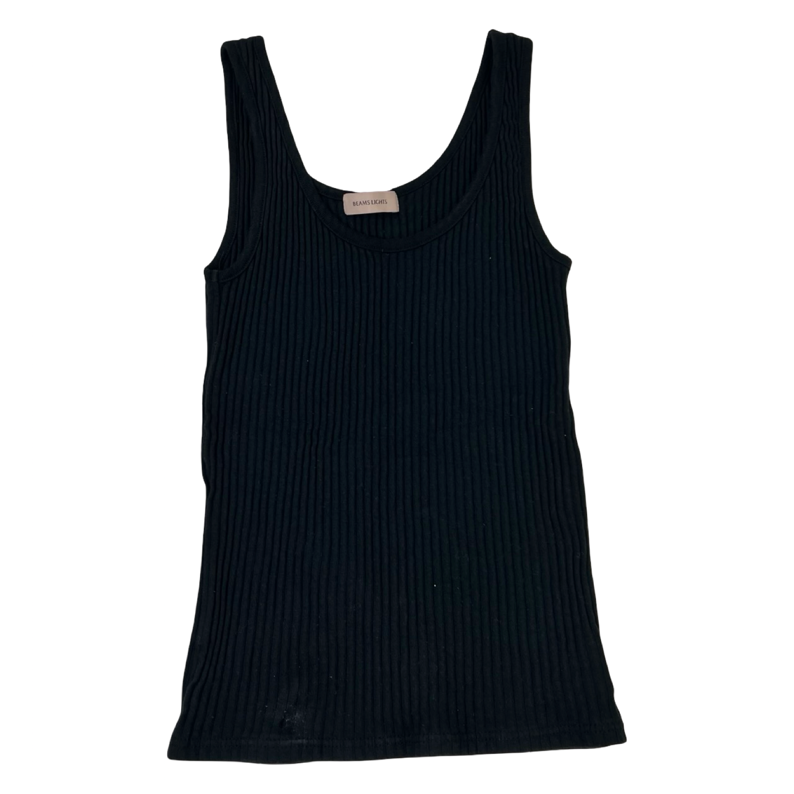 (W) BEAMS LIGHTS Wide Rib Tank Top Black