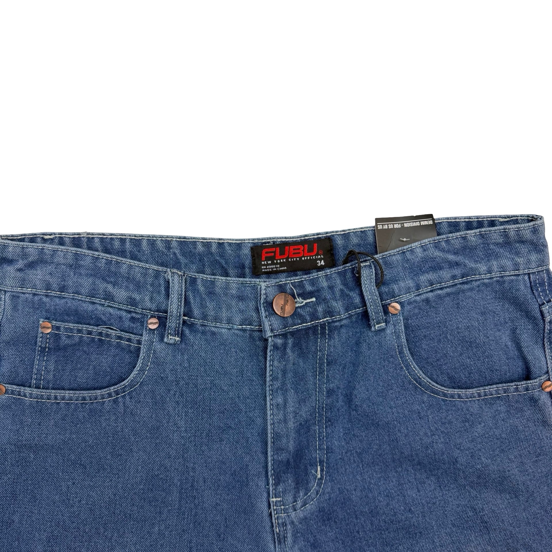 Vintage Fubu Embroidered Denim Shorts Blue