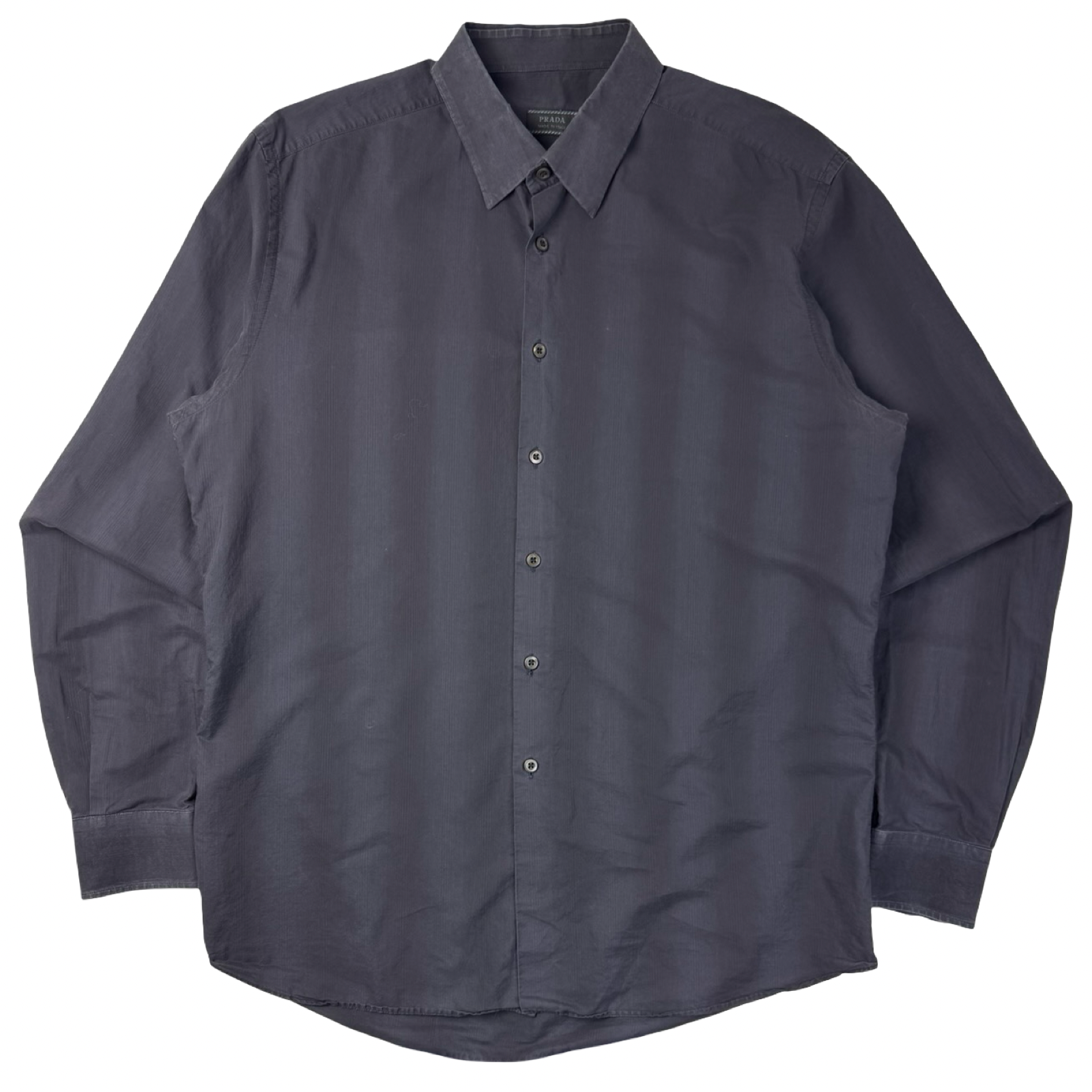Prada Shadow Striped Button Up Shirt Dark Blue