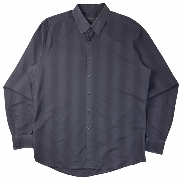Prada Shadow Striped Button Up Shirt Dark Blue