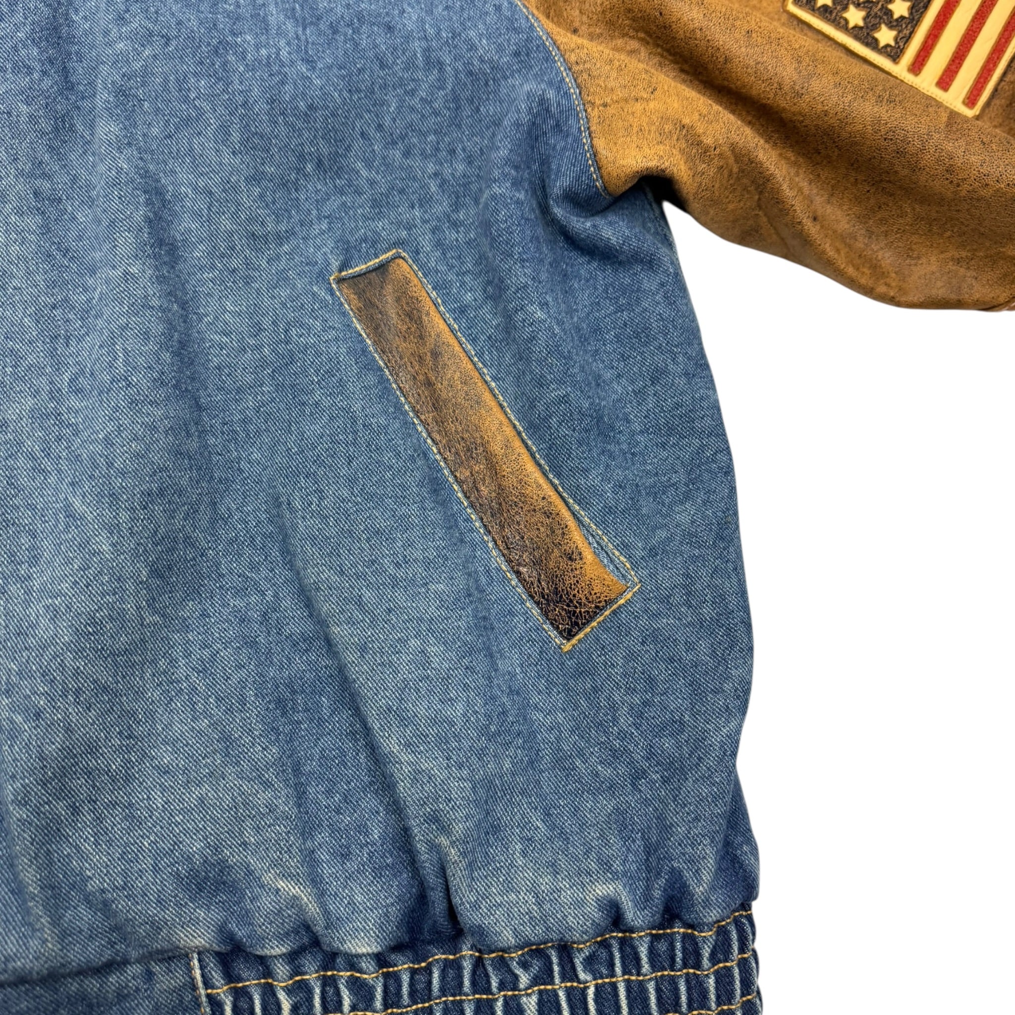 Vintage Jeff Hamilton Jeep USA Leather Sleeve Jacket