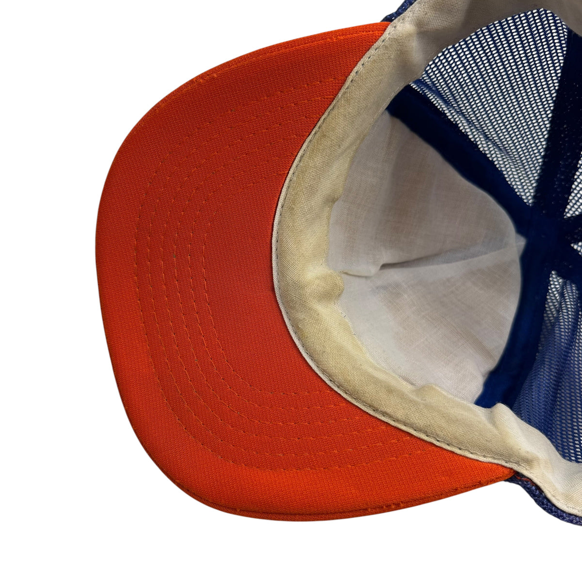 Vintage Edmonton Oilers Script Trucker Snapback Blue/Orange
