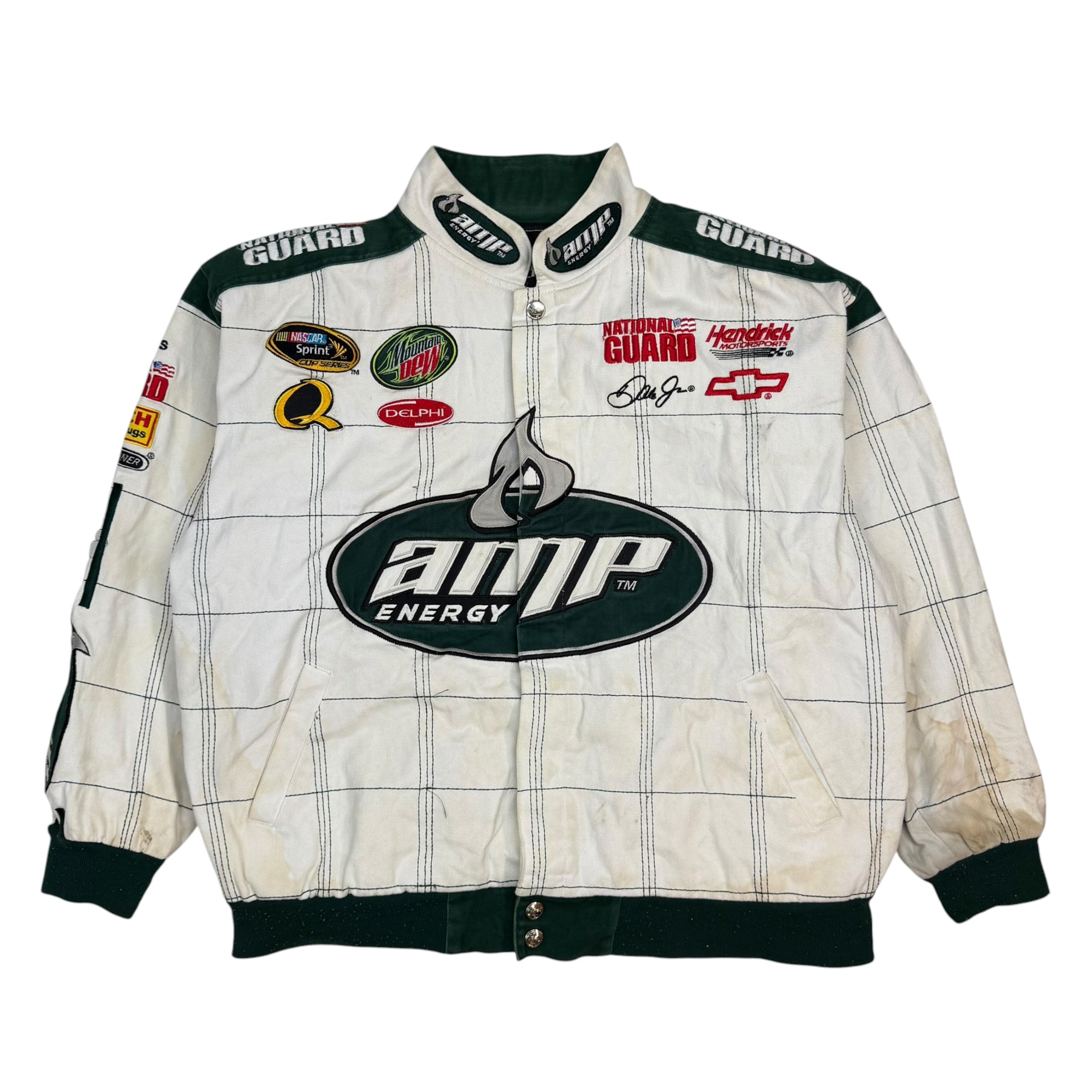 Vintage Dale Earnhardt Jr Chase Authentics Drivers Line AMP Energy National Guard Jacket White