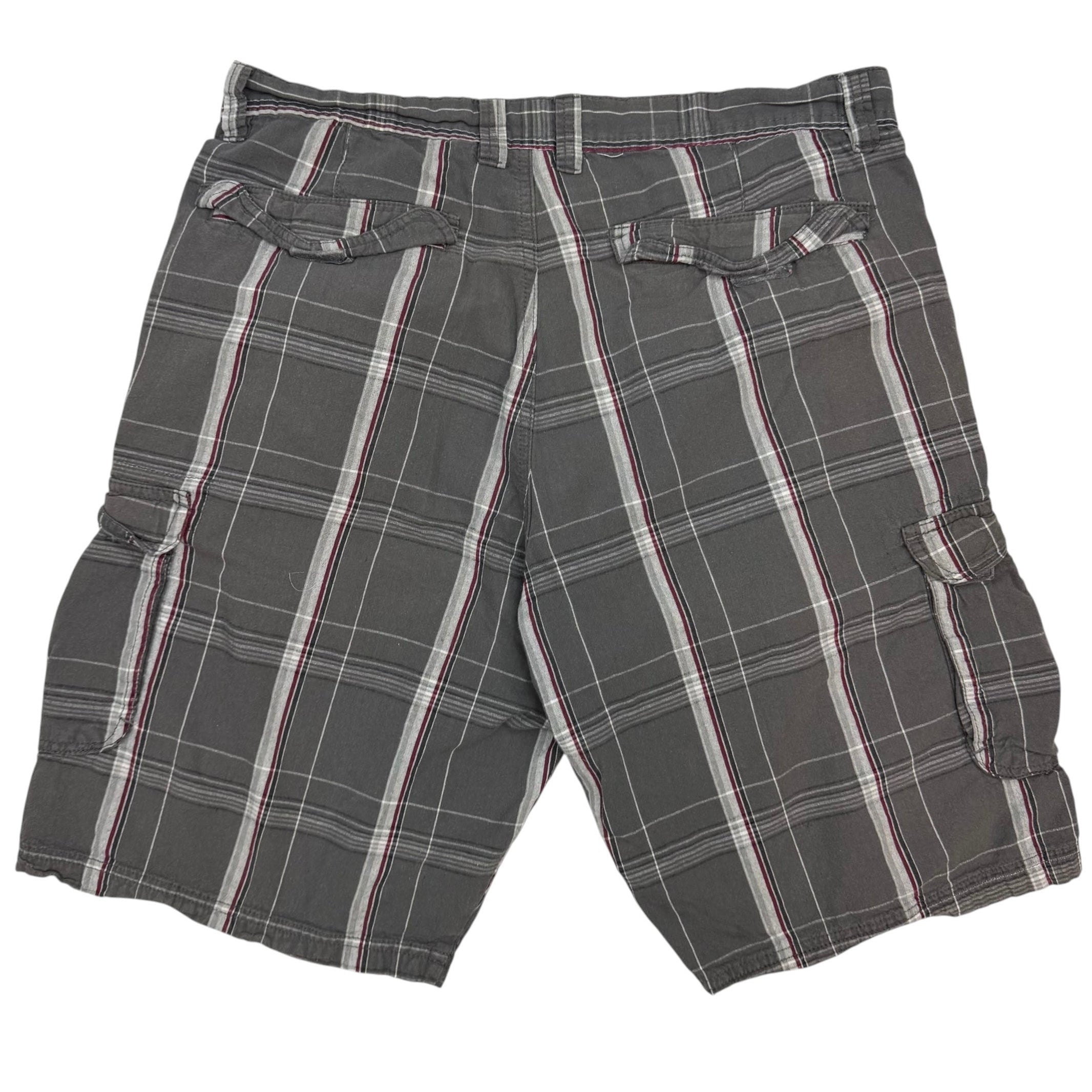 Vintage Burnside Plaid Cargo Shorts Grey