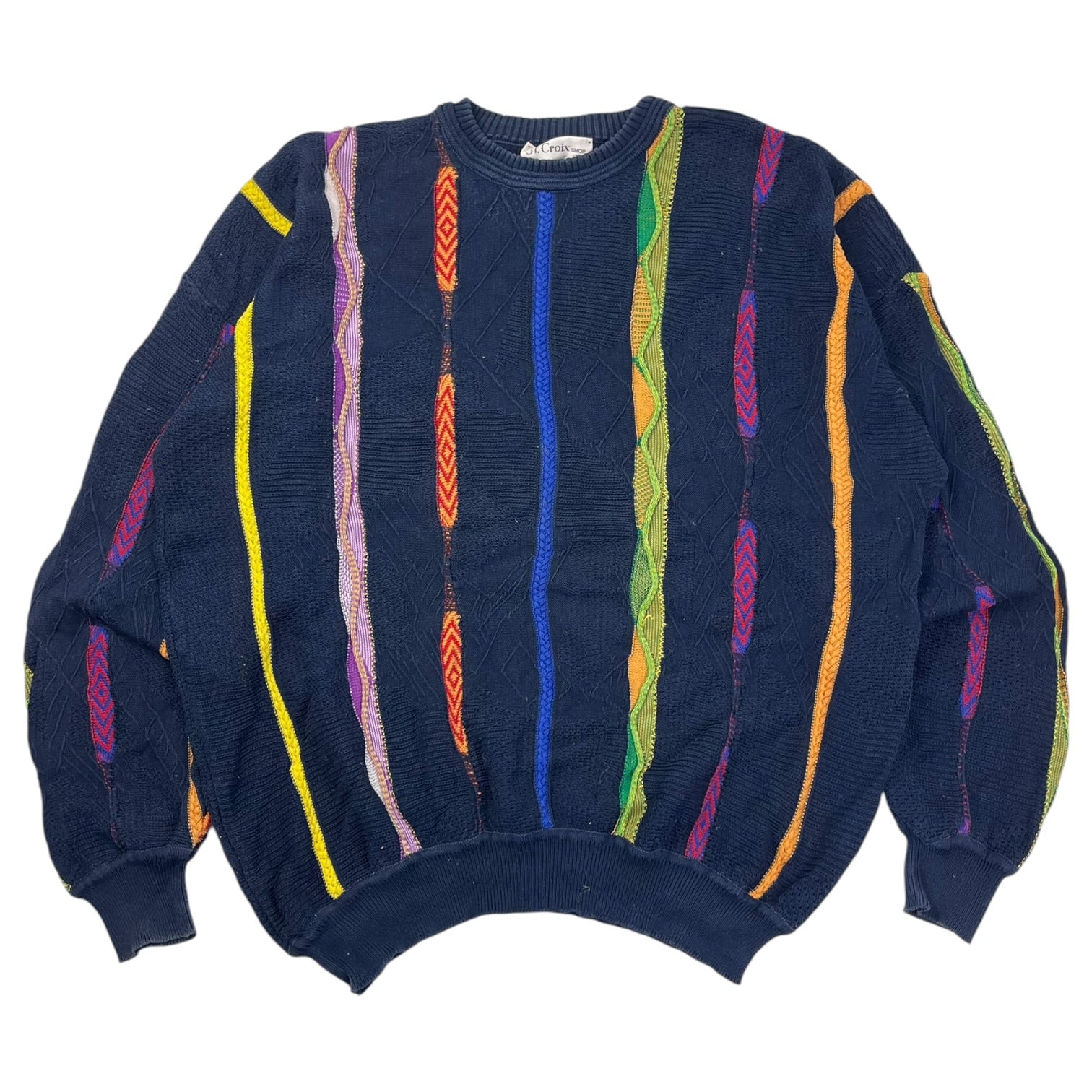 Vintage St. Croix Shop Vertical Textured Knit Navy/Mixed Hue