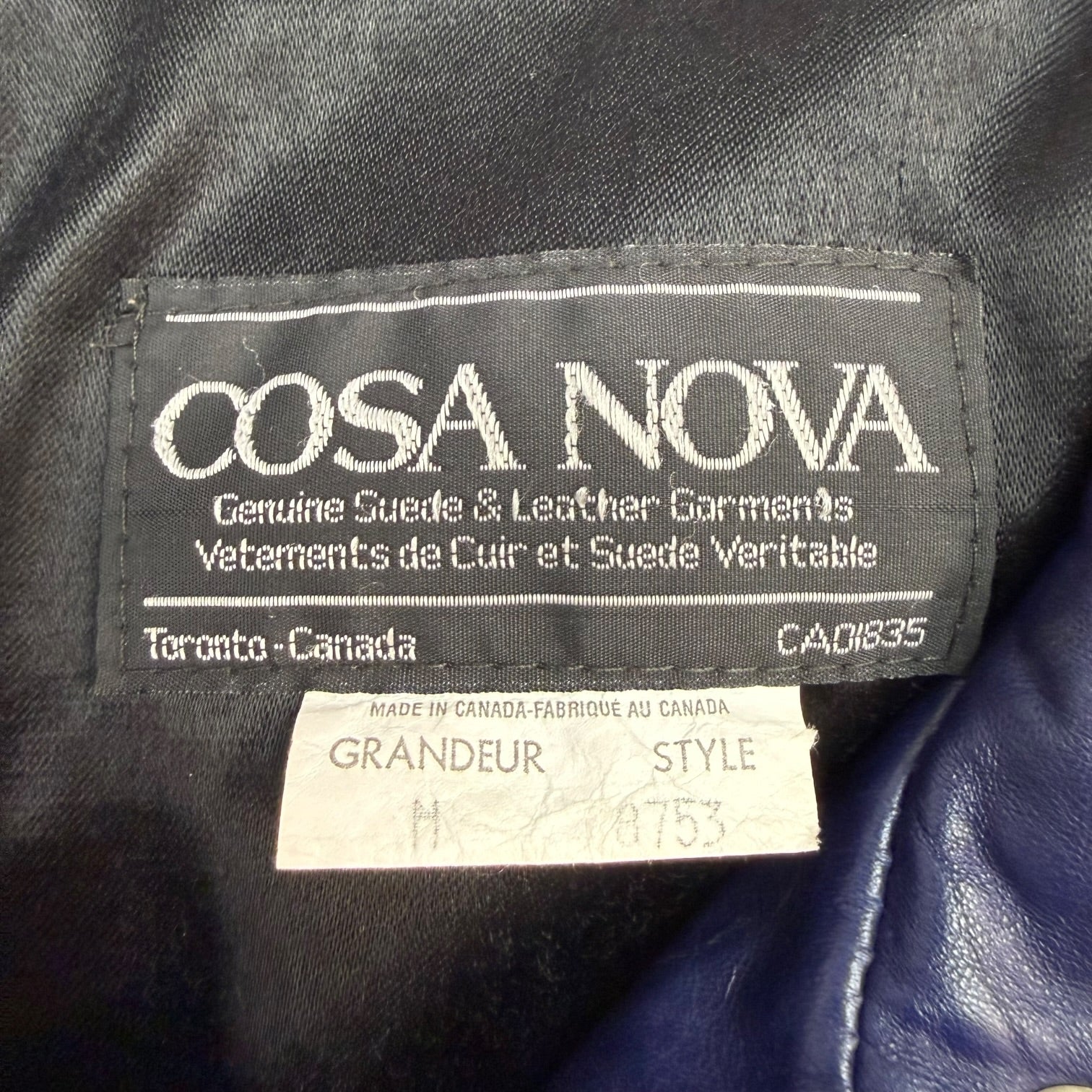 Vintage Cosa Nova Leather Jacket Deep Blue