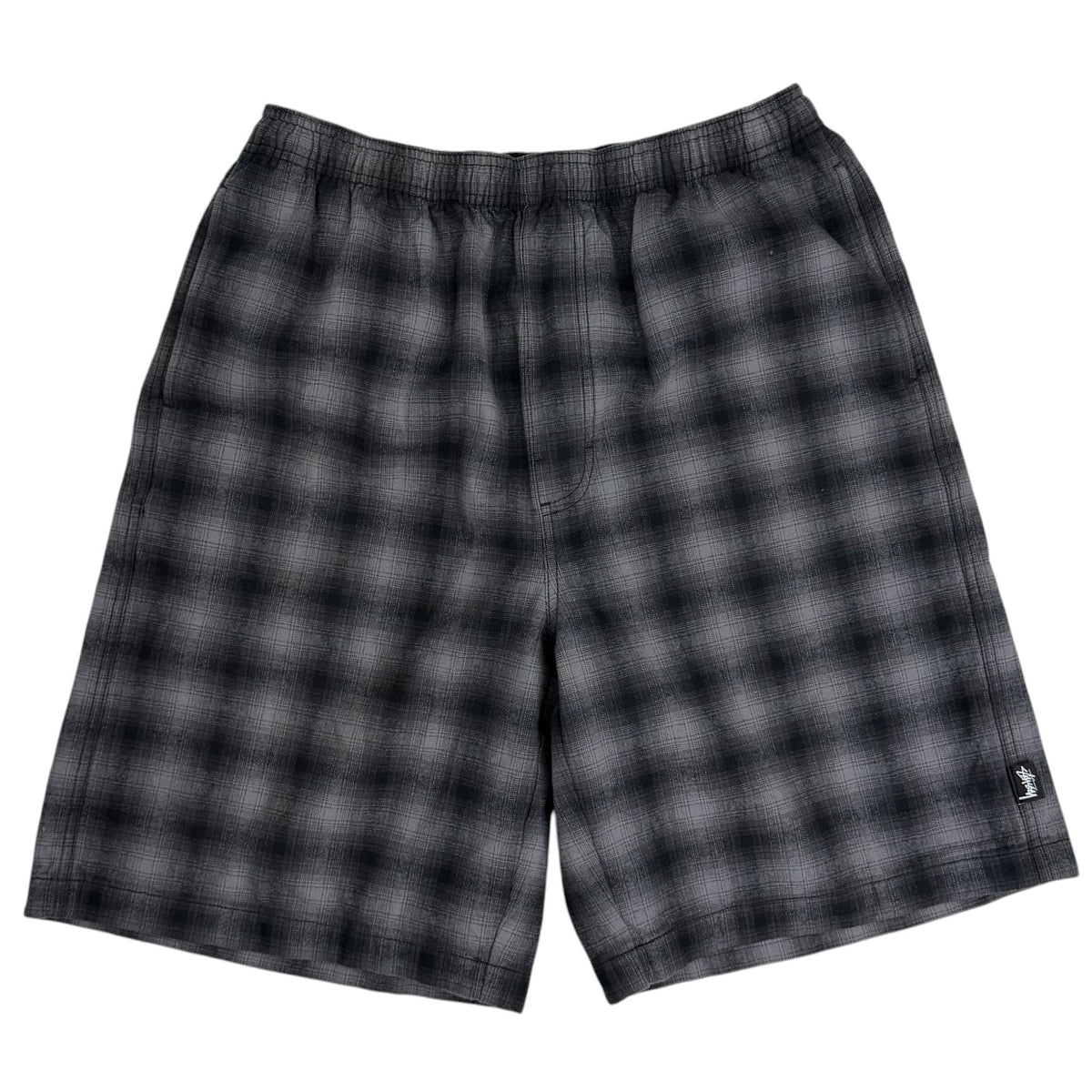 Stussy Baggy Beach Shorts Plaid Black