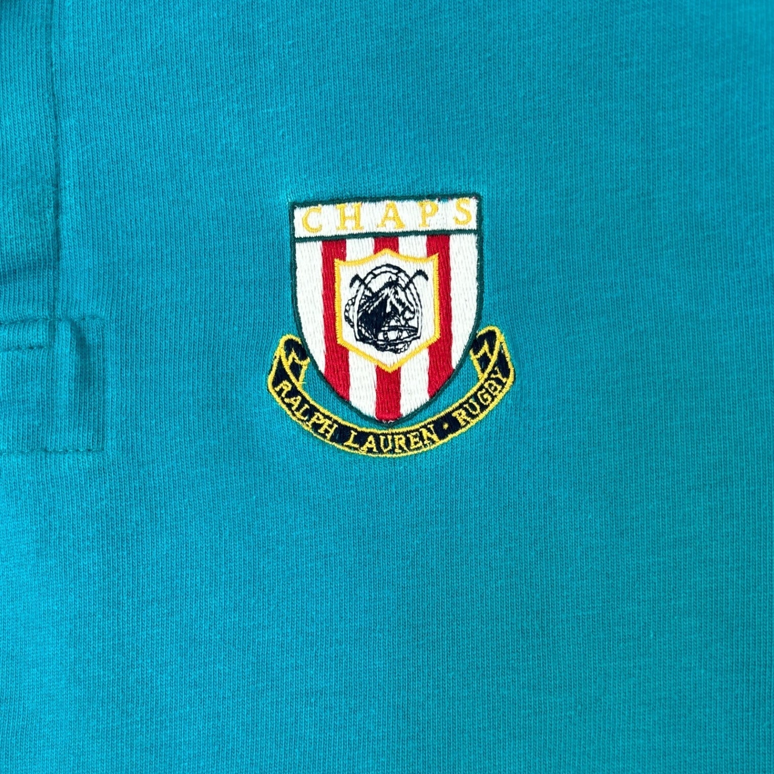 Vintage Chaps Ralph Lauren Long Sleeve Rugby Shirt Teal