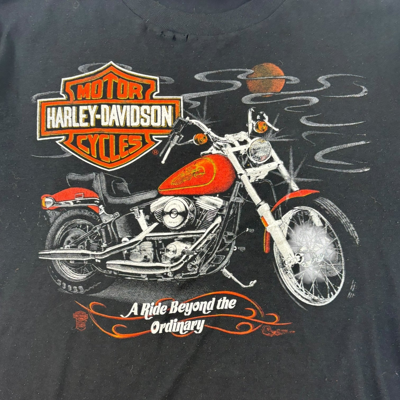 Vintage 1987 Harley Davidson Orange Virginia T-Shirt Black