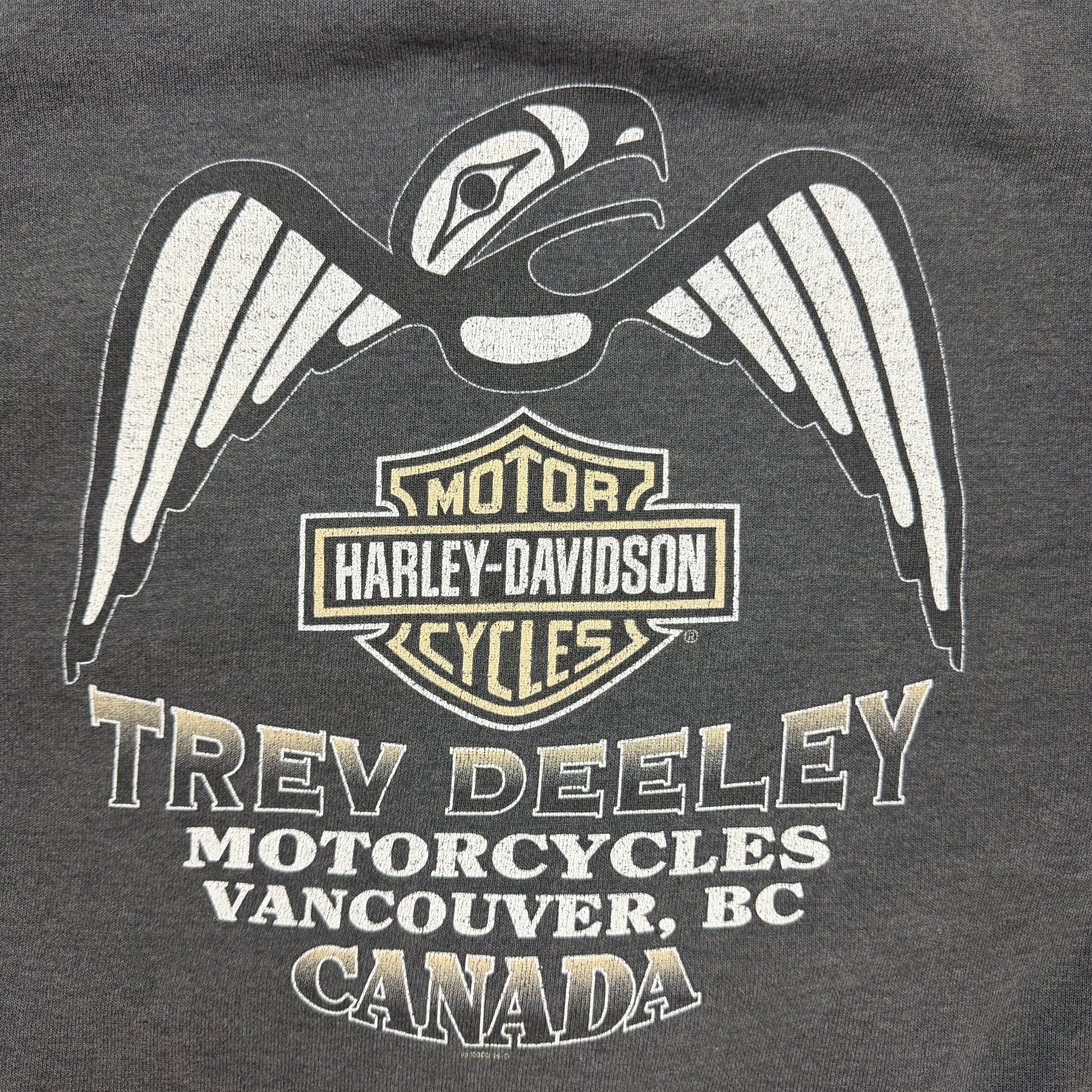 2003 Harley Davidson Skull Vancouver BC Paint Splatter Zip Up Hoodie