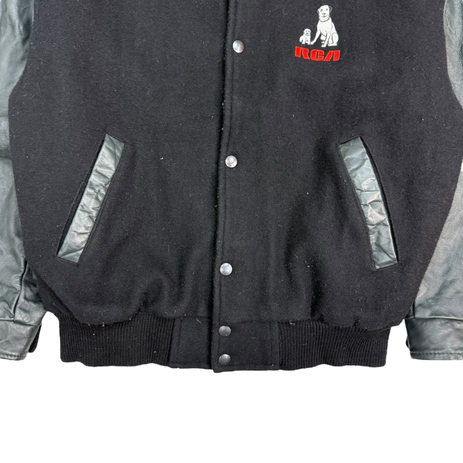 Vintage RCA Leather Bomber Jacket Black