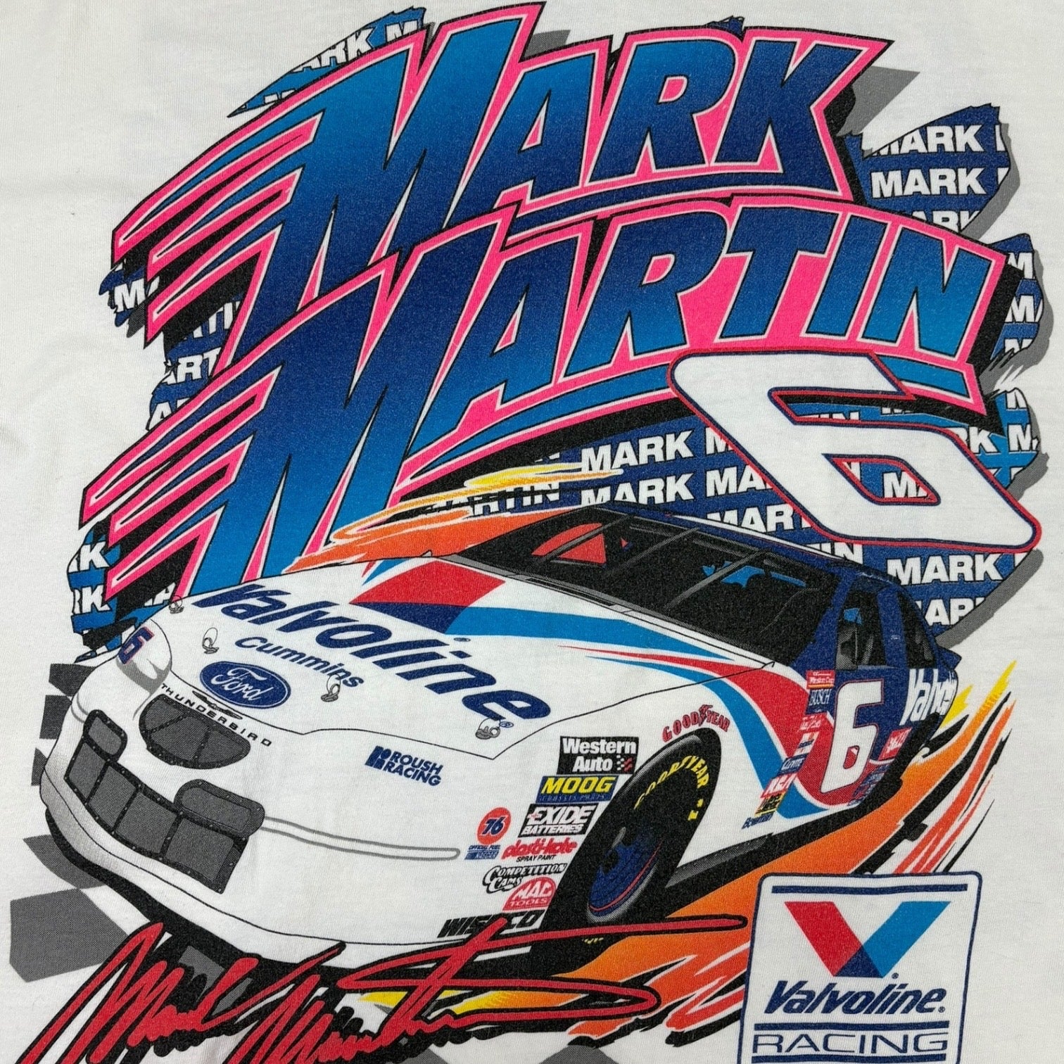 Vintage Mark Martin Valvoline Racing T-Shirt White