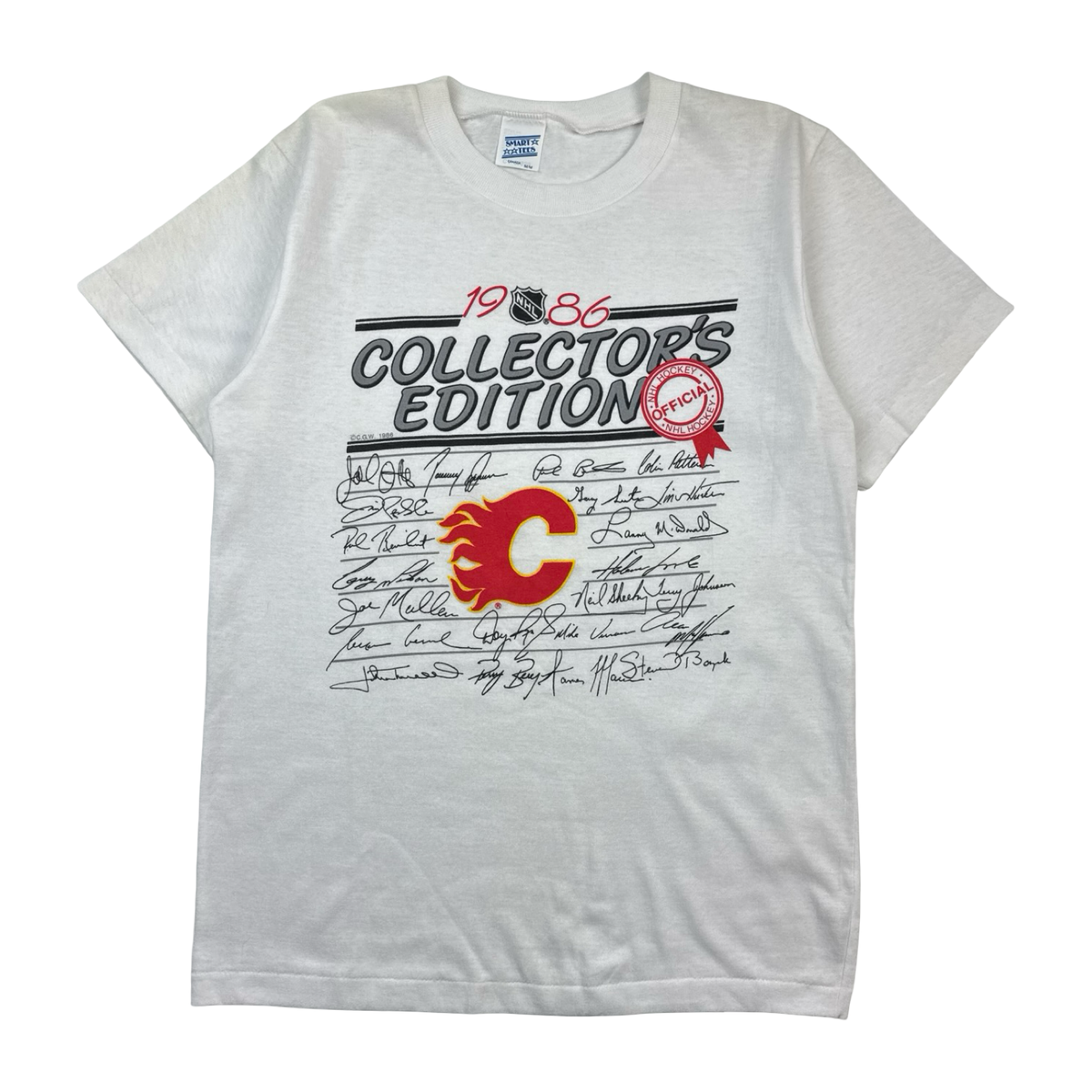 1986 Calgary Flames Autograph Graphic T-Shirt White