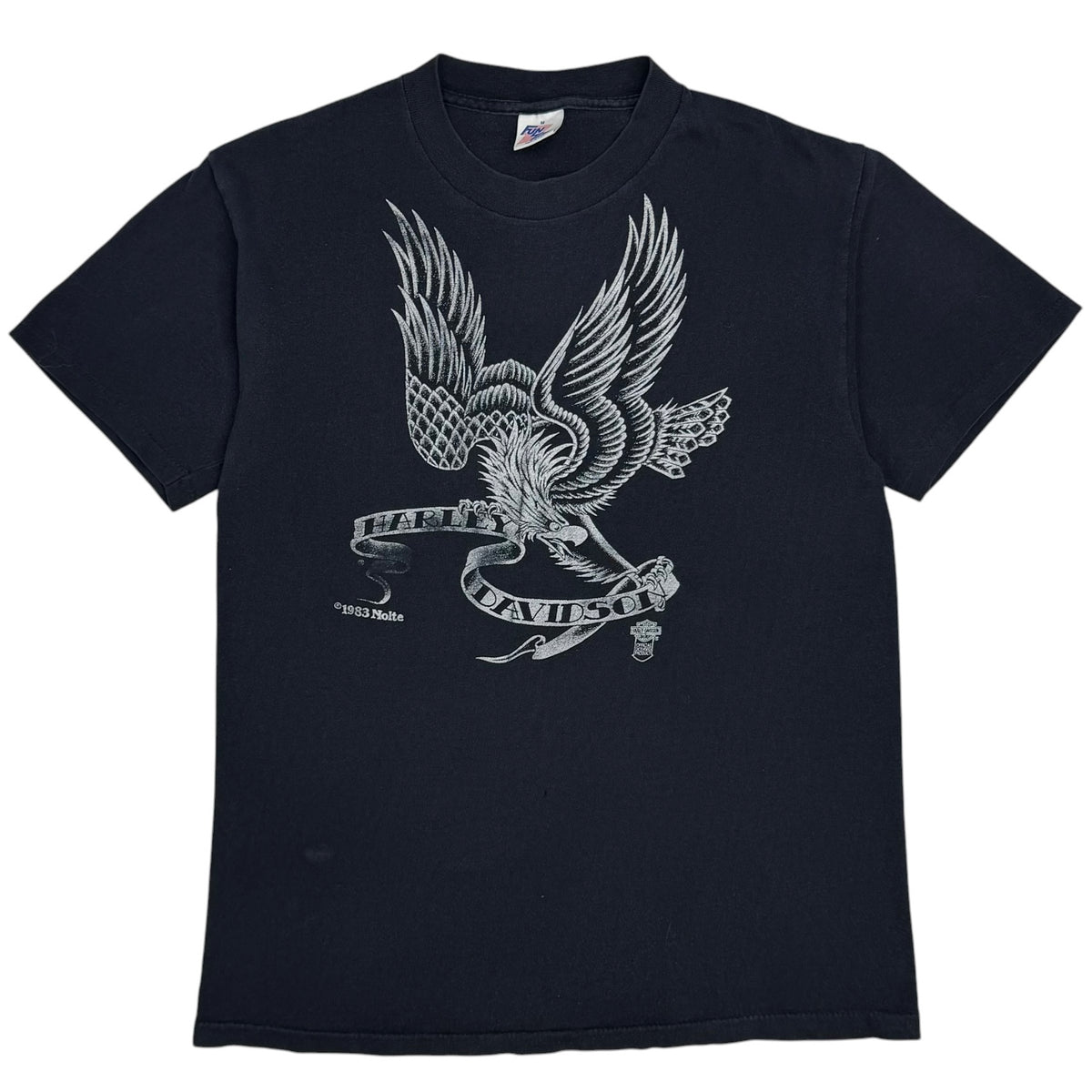 1983 Harley Davidson Eagle Slave Lake Tee Faded Black