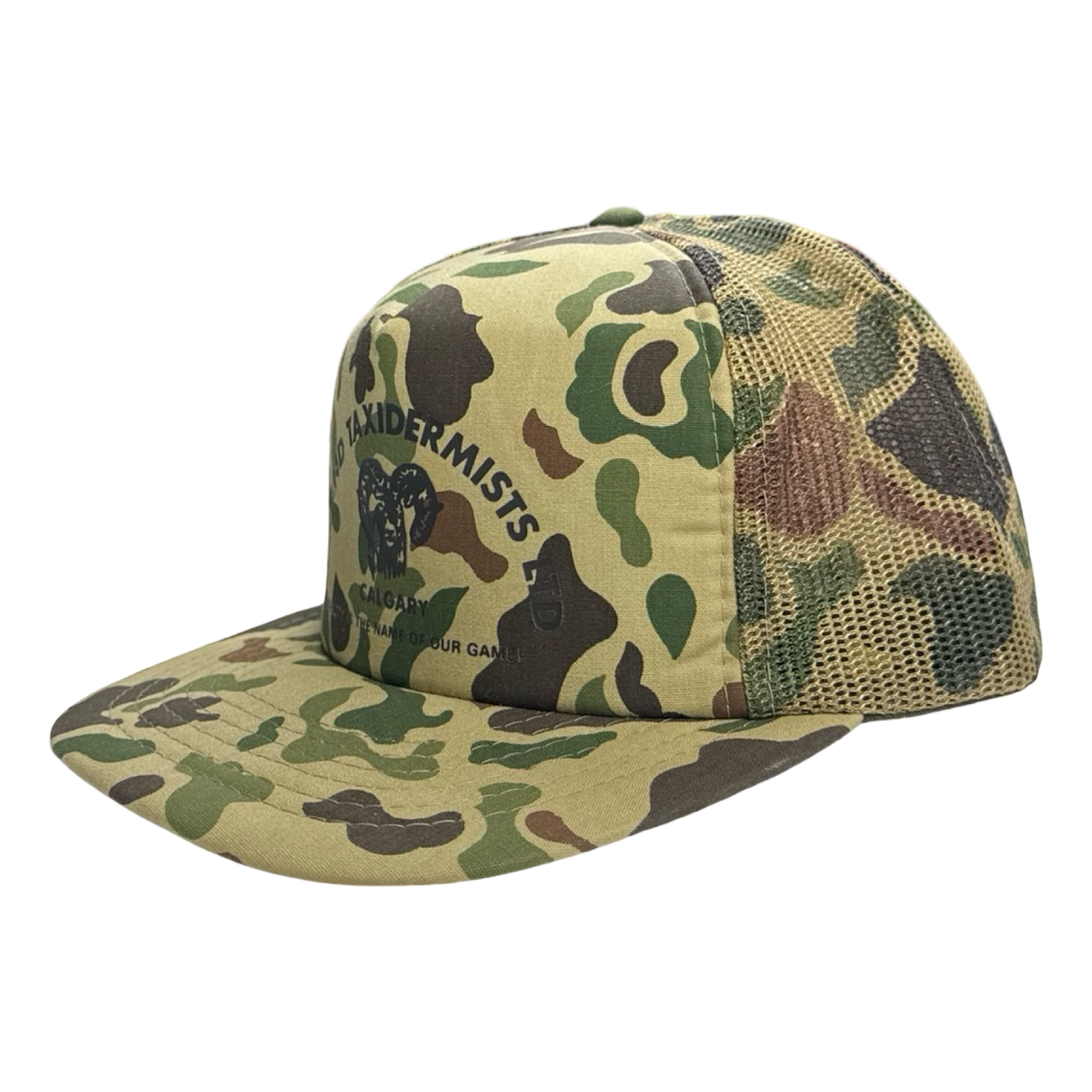 Vintage Camo Taxidermy “Name of Our Game” Trucker Hat