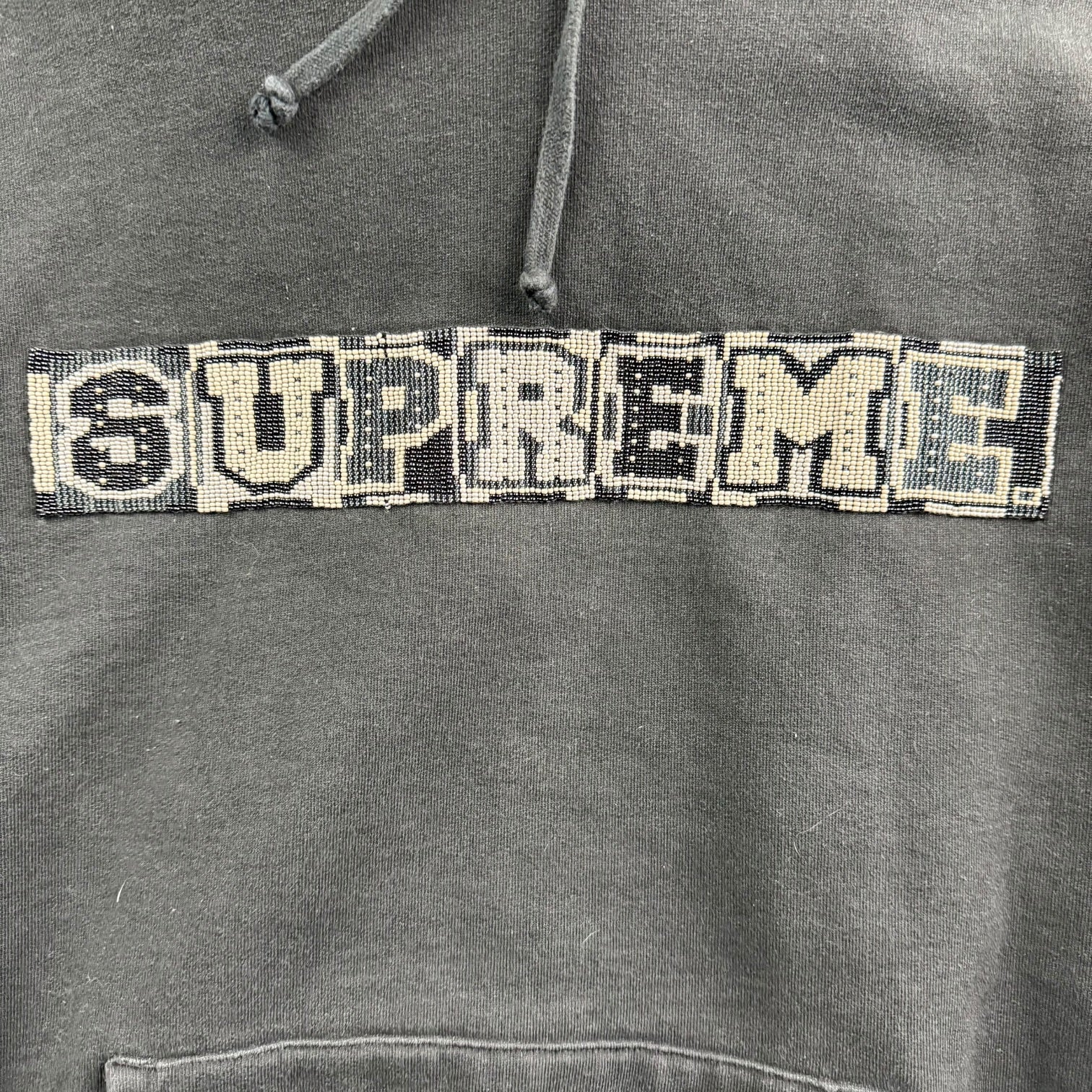Supreme Beaded Logo Hoodie Black