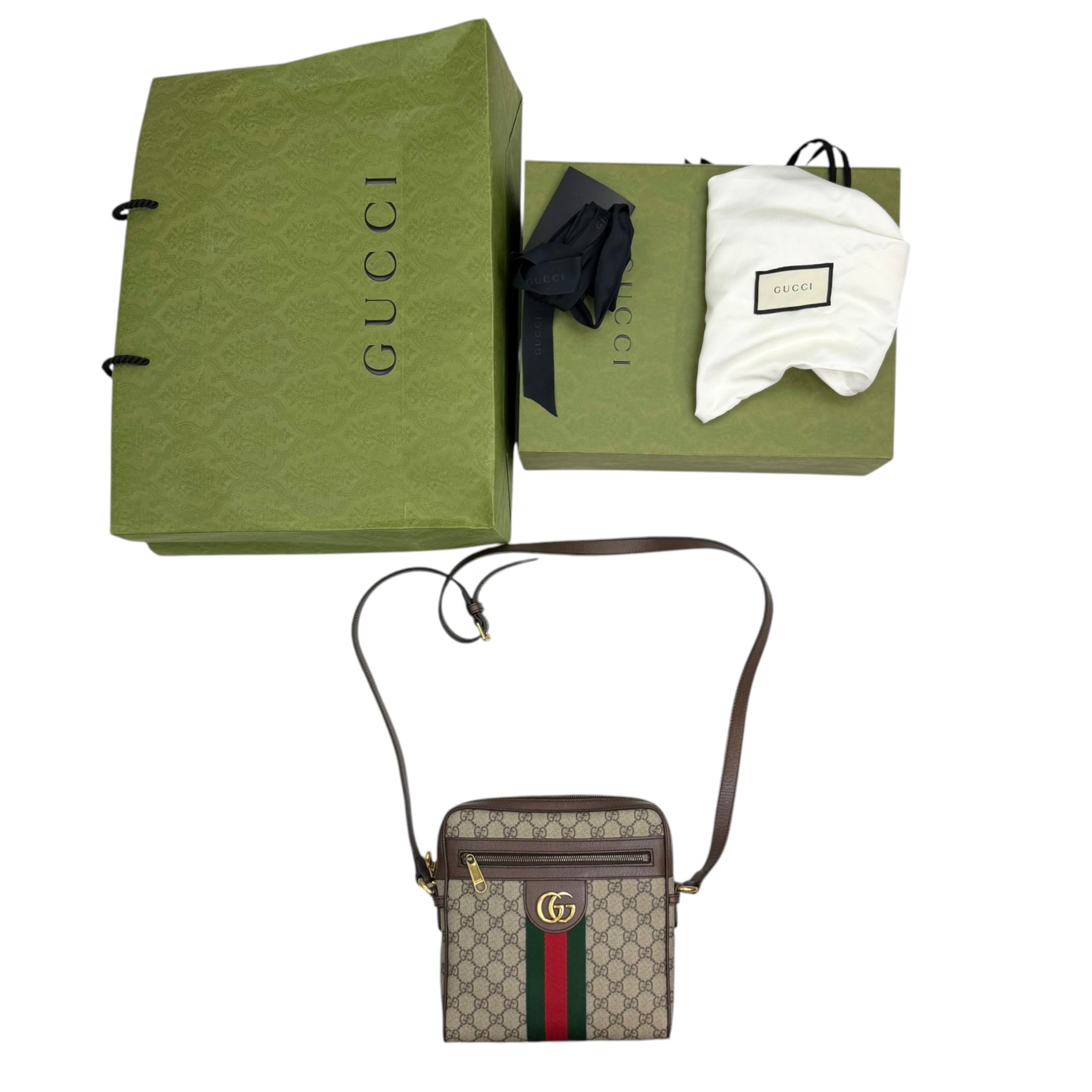 (W) Gucci Ophidia Monogram Small Shoulder Bag Beige