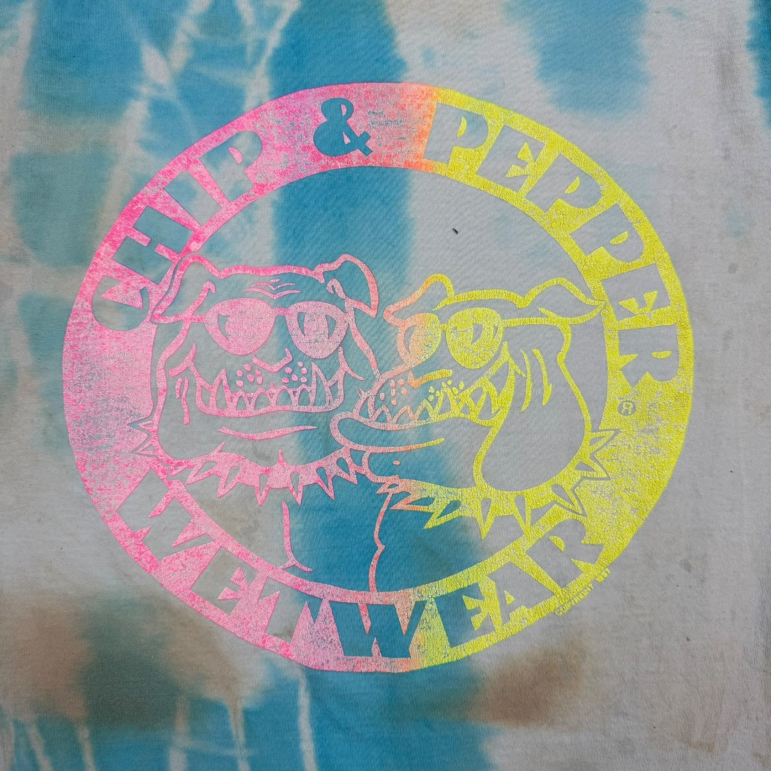 Vintage Chip & Pepper Wet Wear Tie Dye L/S Tee Blue/White