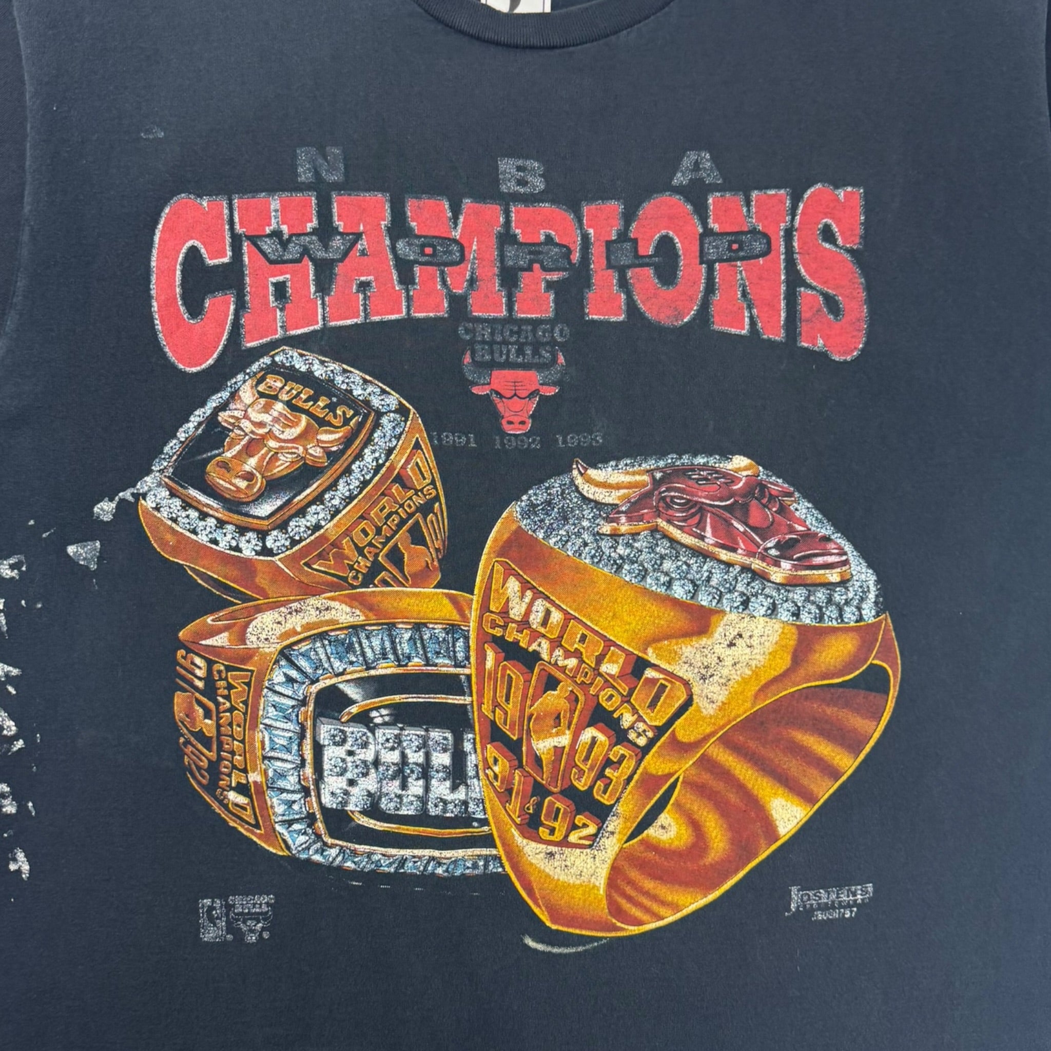 1993 Chicago Bulls Three Ring Champions T-Shirt