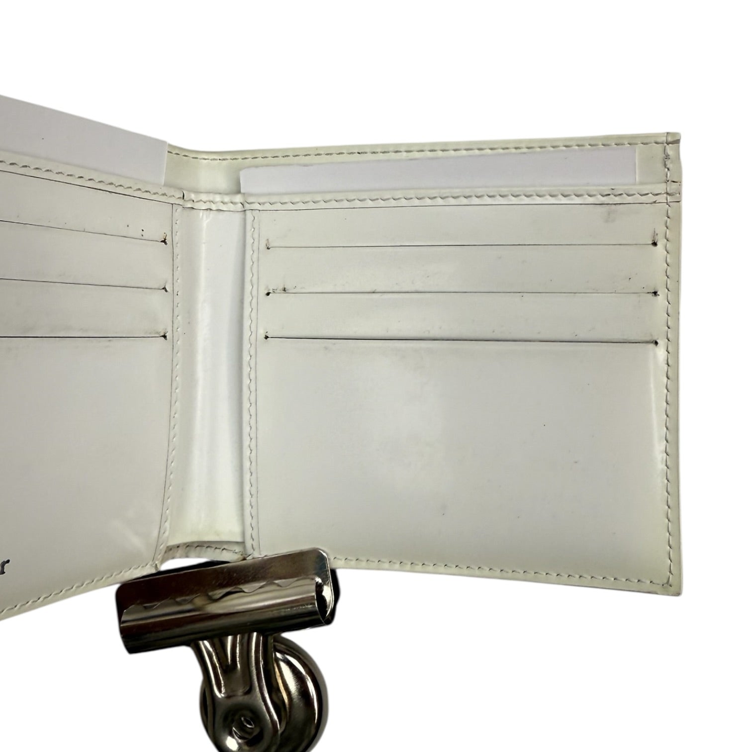 Dior Homme Tie Patent Leather Bifold Wallet White