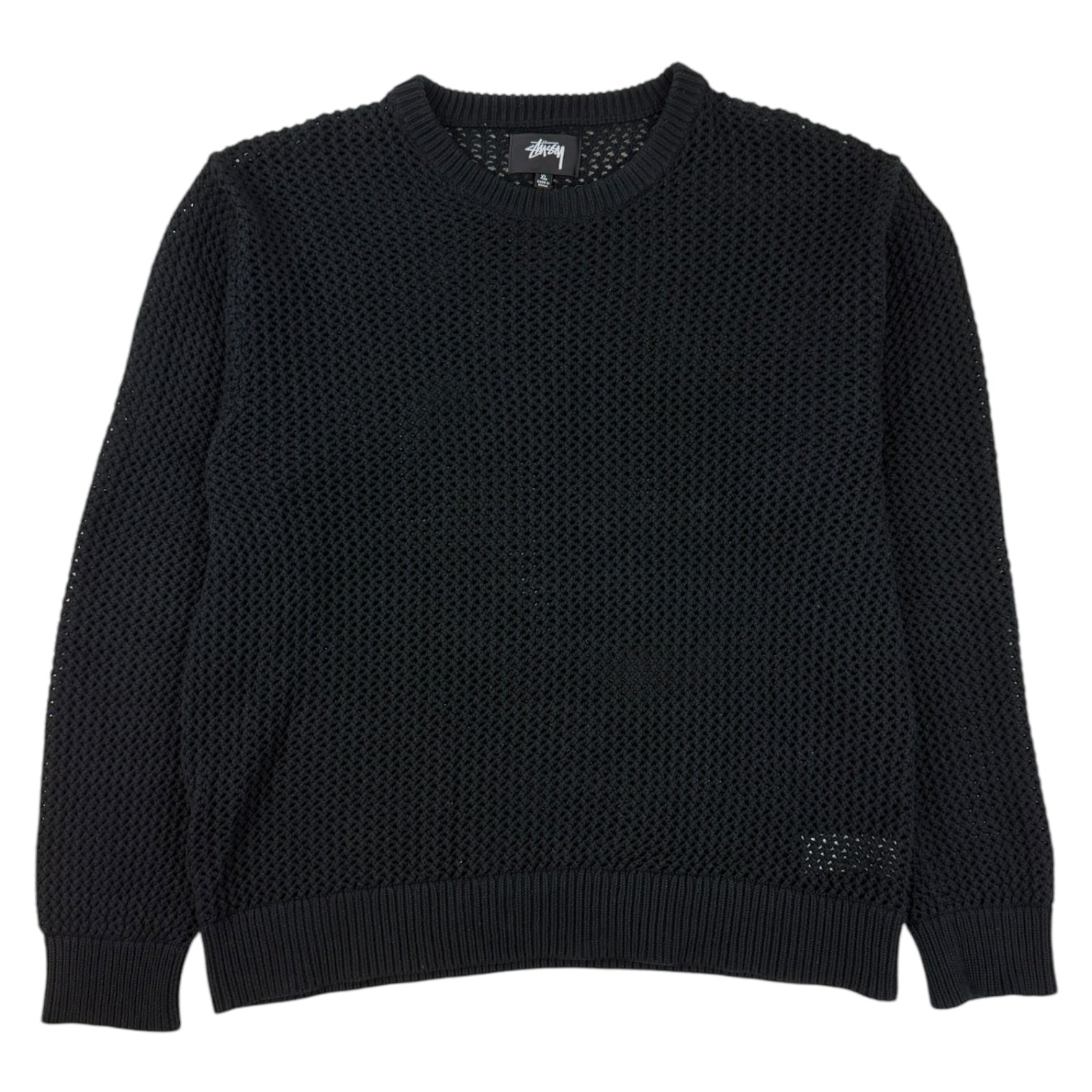 Stüssy Pigment Dyed Loose Gauge Knit Long Sleeve Black