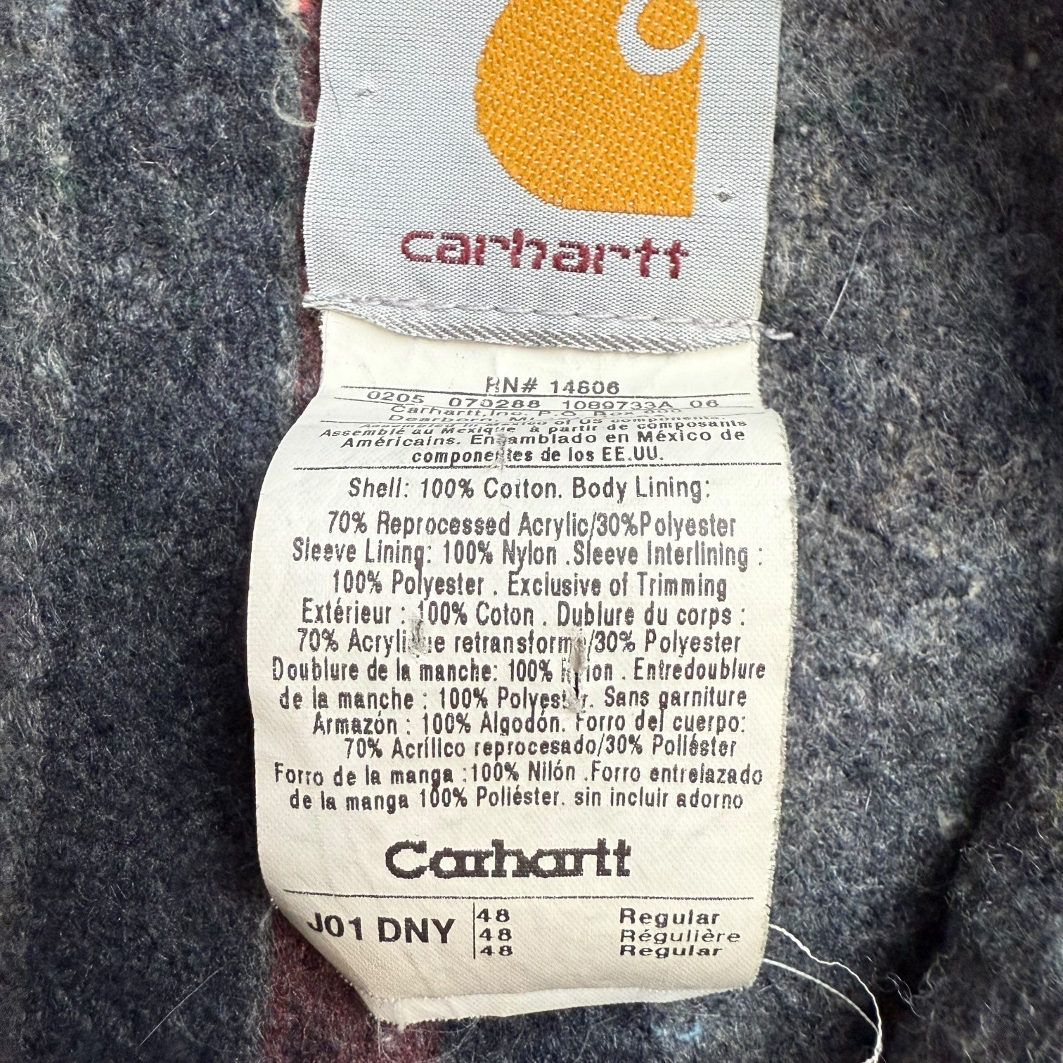 Vintage Carhartt Blanket Lined Detroit Jacket Navy Blue