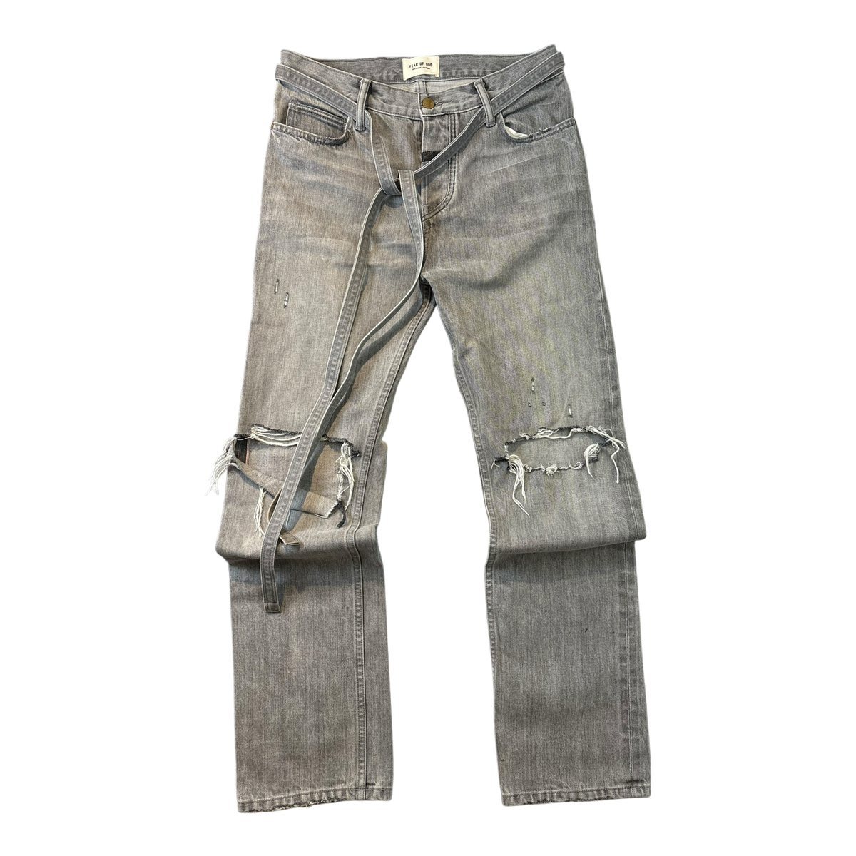 Fear Of God 6th Collection Belted Distressed Denim Grey