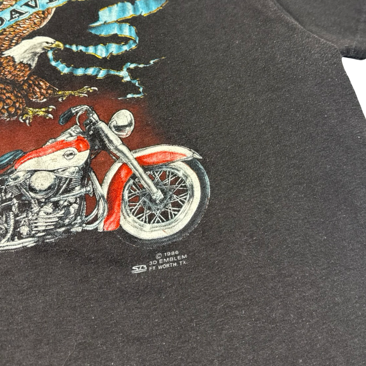 1986 Harley Davidson 3D Emblem Eagle Scroll T-Shirt