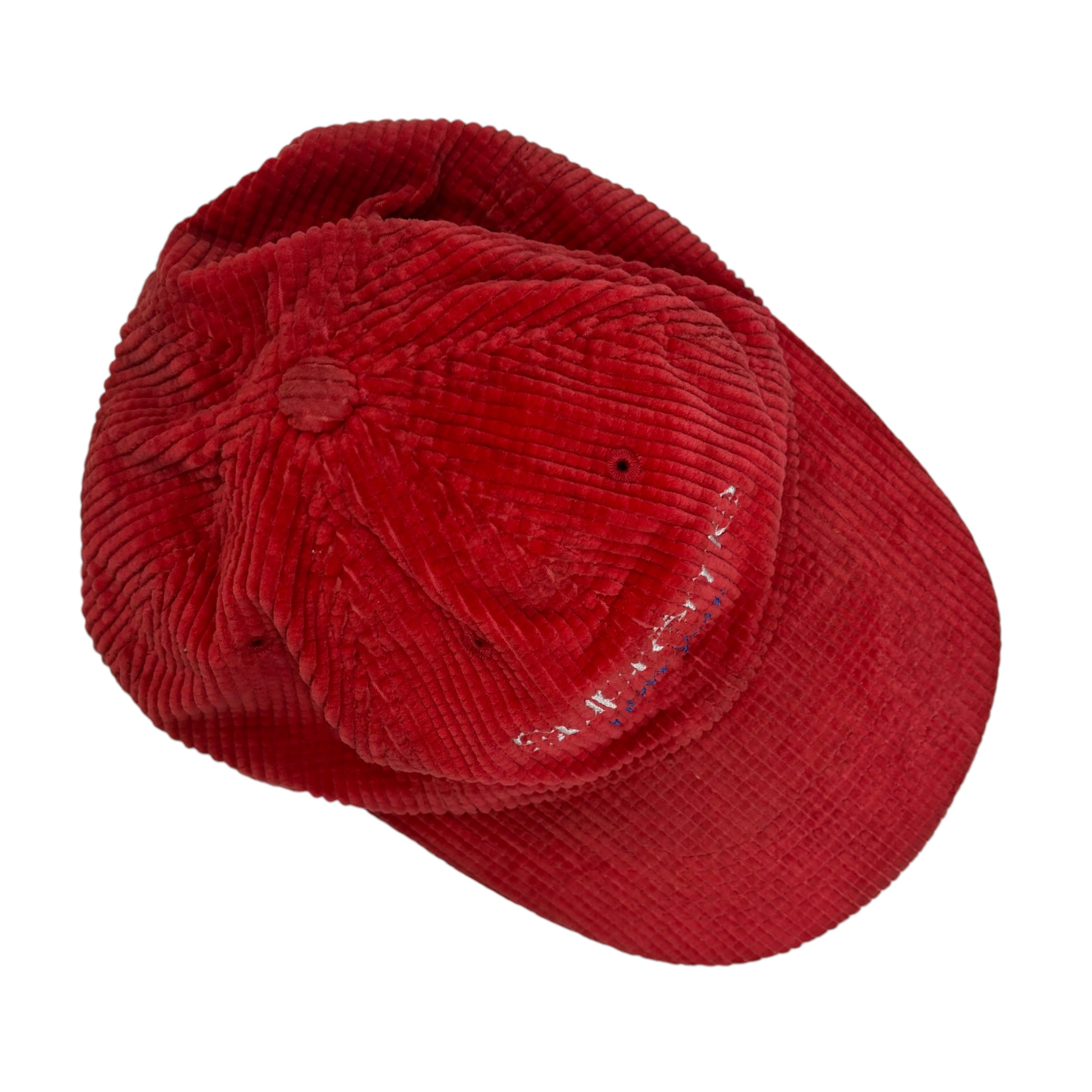 Supreme Waffle Cord Classic Logo 6-Panel StrapBack Hat Red