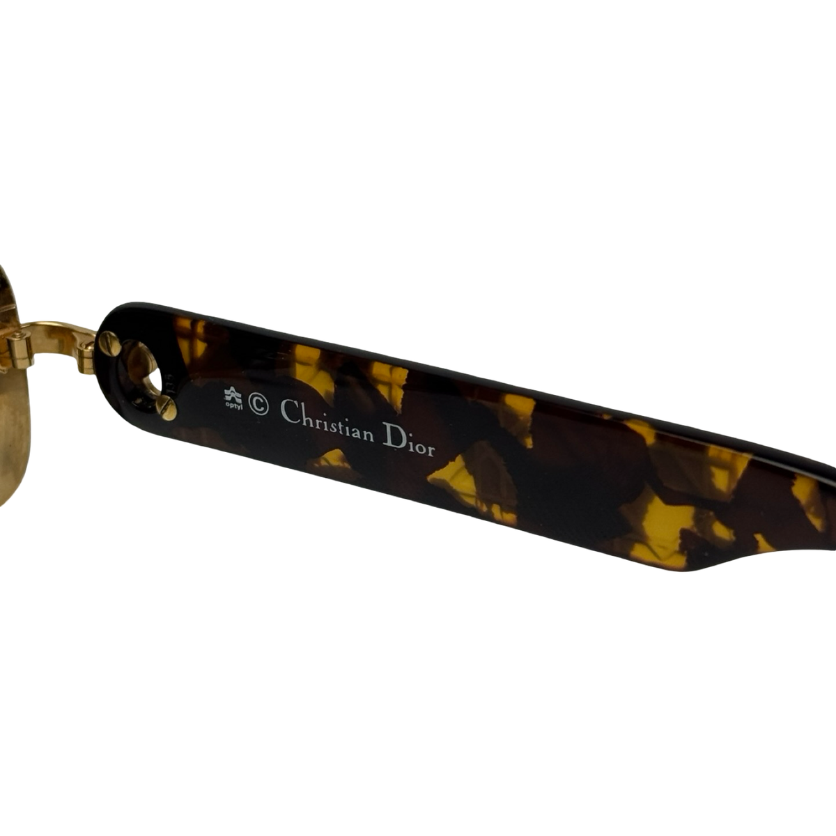 Vintage Christian Dior Eva Quilted Gold Plate Frame 42V Sunglasses