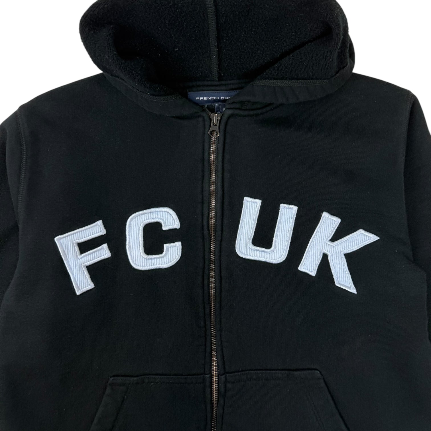 Vintage Y2K French Connection FCUK Zip Up Hoodie Black