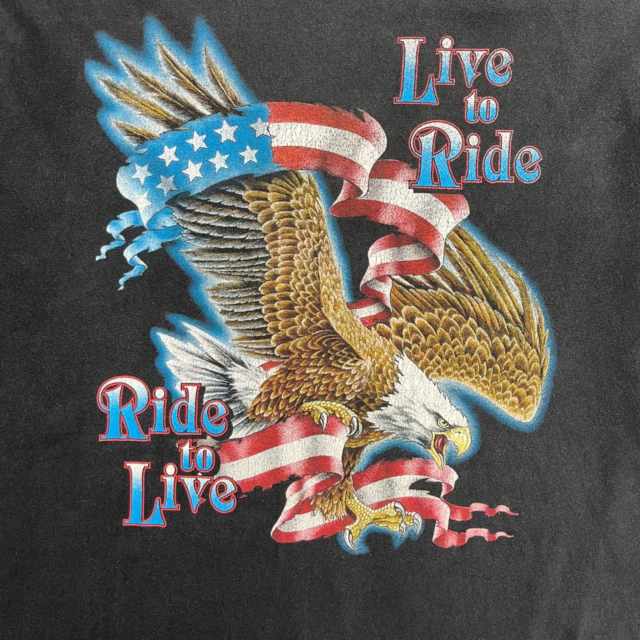 Vintage "Live To Ride" Eagle Biker T-Shirt