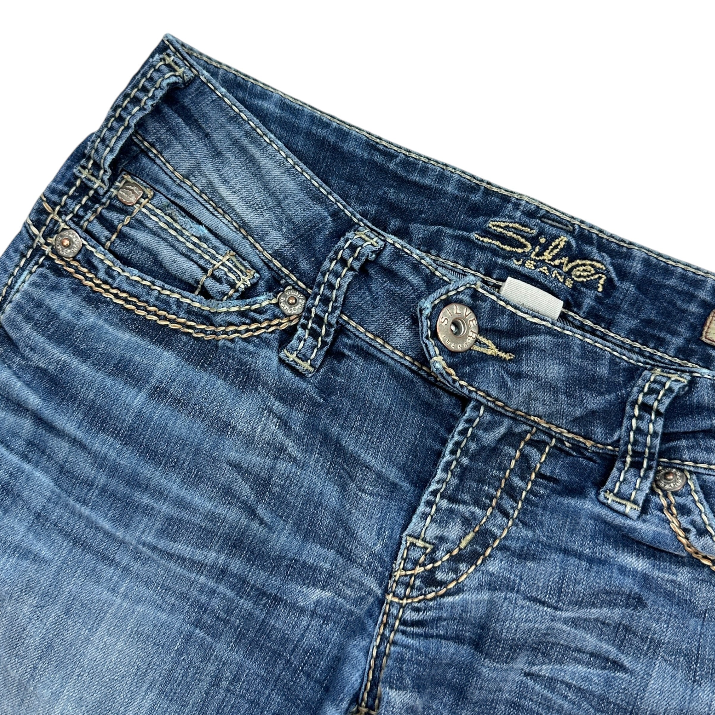 (W) Vintage Y2K Silver Jeans Slim Bootcut Denim Jeans